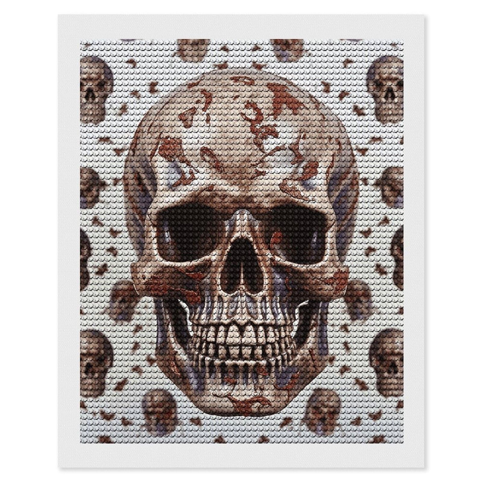 DWVTSLH Skull on White Background Diamond Painting Kits for Adults, Personalized Diamond Photo Art Full Drill, DIY 5D Diamond Art Painting Kits for Beginners, Home Wall Decor 16"x20"
