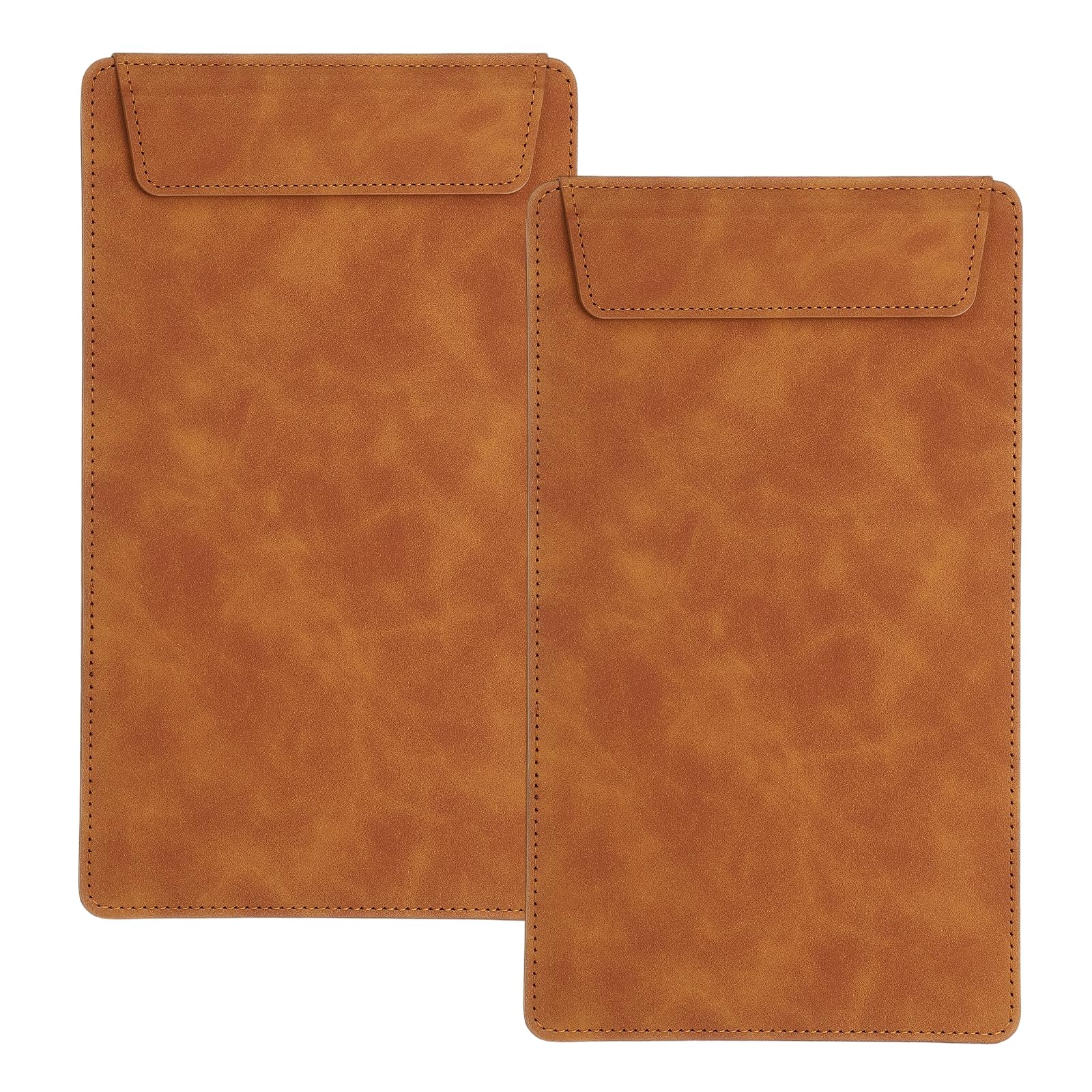 sourcing map 2 Pack Mini Clipboard, 10" x 6" Leather Small with Pen Holder, A5 Size Magnetic Writing Clipboard for Business, Office,Restaurant and Hotel (Brown)