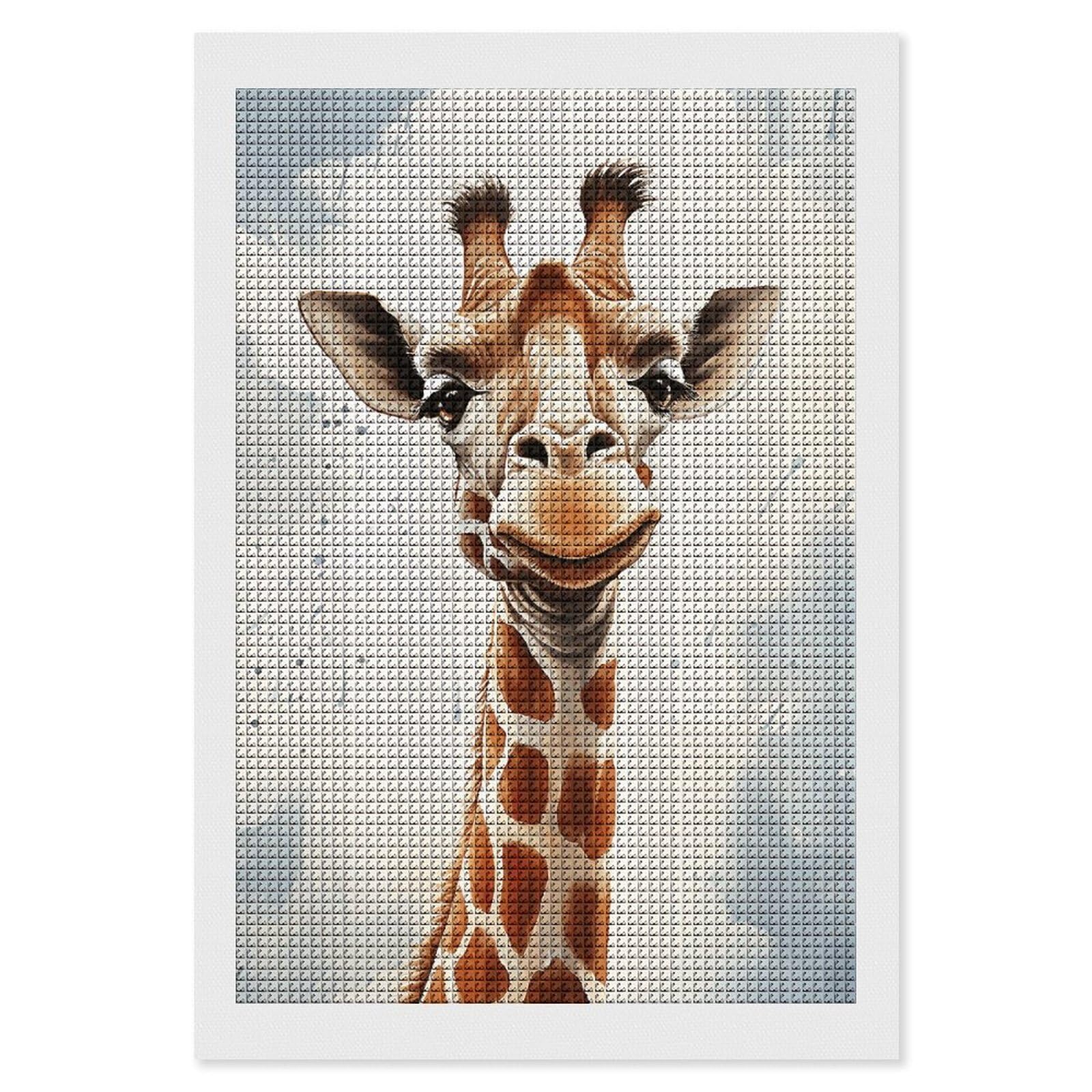 Clever Giraffe Diamond Art Kits for Adults, DIY 5D Diamonds Painting Kits for Beginner, Round Full Drill Diamond Dots Painting, 8"x12" Diamonds Pictures Gem Art and Crafts Wall Decor