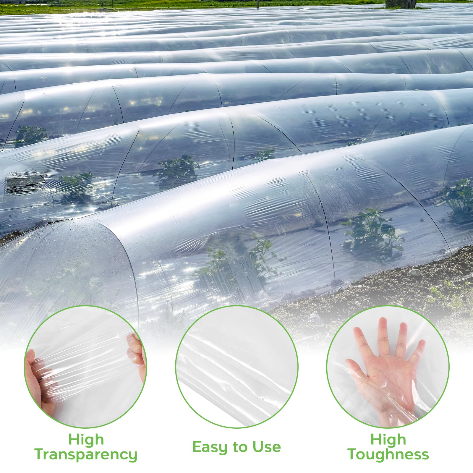 Zocipro 2m x 10m Heavy Duty Clear Polythene Sheeting, Thick Waterproof Dust Sheet, Ideal for Garden Greenhouse - Image 3