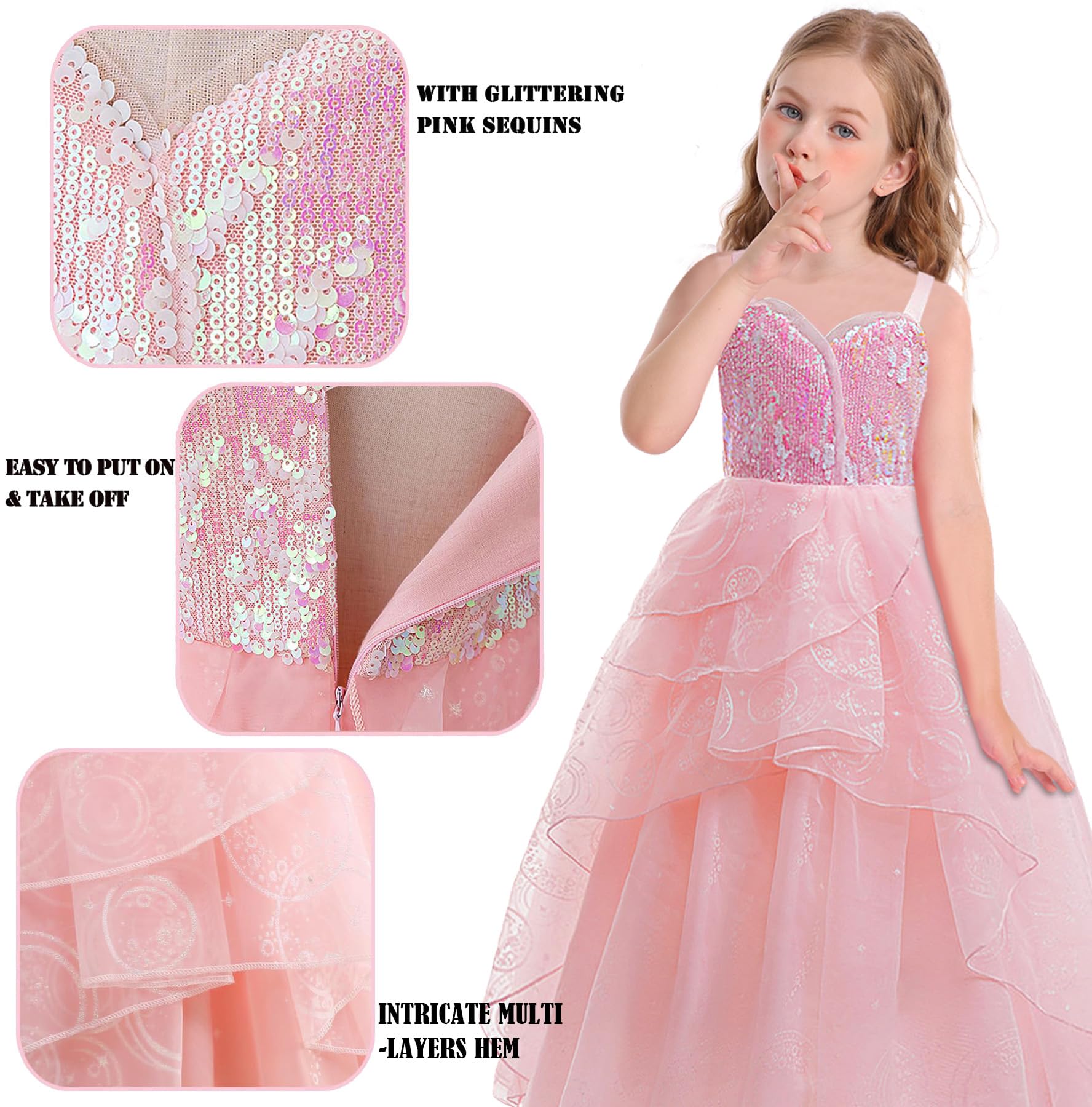 Disfraz de bruja para niños, disfraz de princesa rosa para niñas