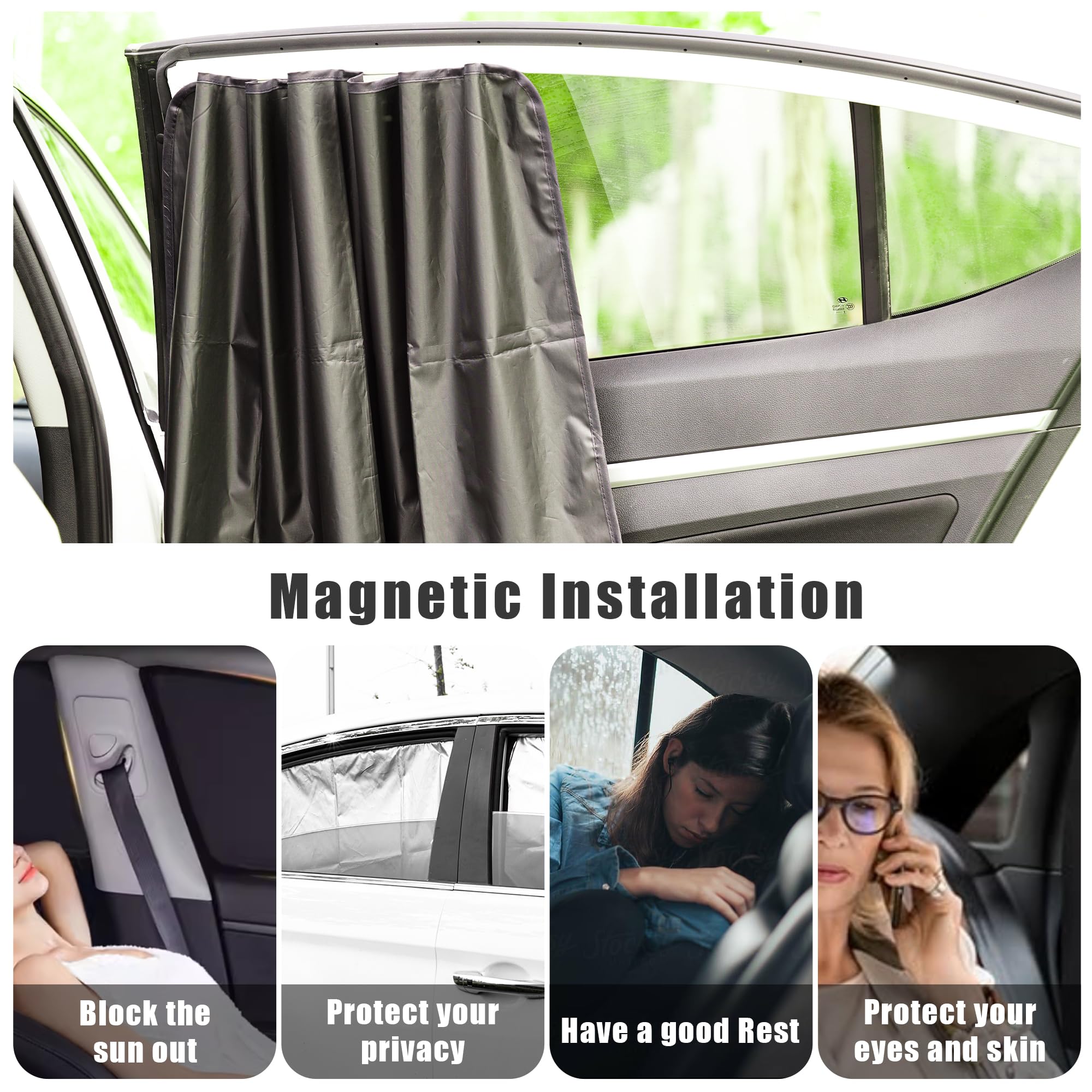 Lot De 2 Pare-soleils Magnétiques Pour Fenêtre Voiture - 79x48cm, Protection UV, Pour Enfants Et Animaux
