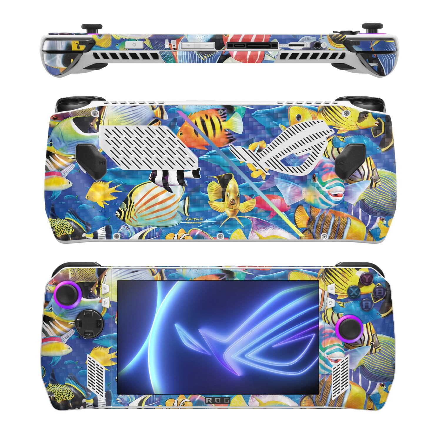 MightySkins Carbon Fiber Skin Compatible with Asus ROG Ally - Tropical Fish | Protective, Durable Textured Carbon Fiber Finish | Easy to Apply