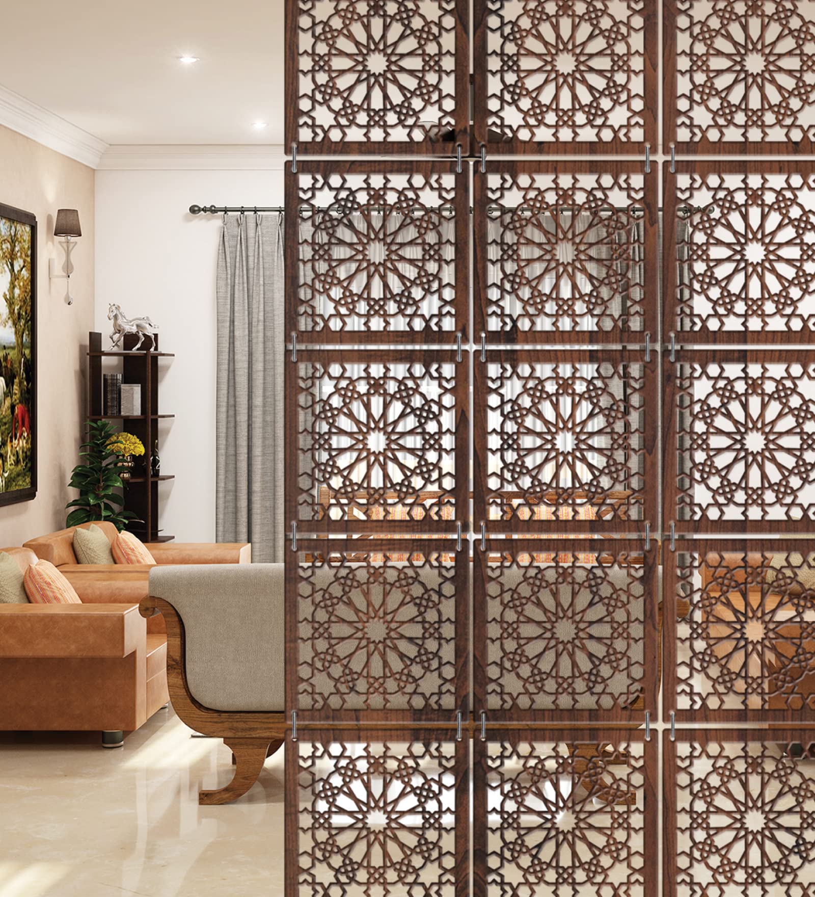 RANDOM 12 PCS Hanging DIY Room Divider Attractive Pattern Panels Decorative Wall Screen Panel Hollow Out Design for Living Dining Room Kitchen Bedroom Office Bar Restaurant Home Hotel Decor (Multi 60)-image-31