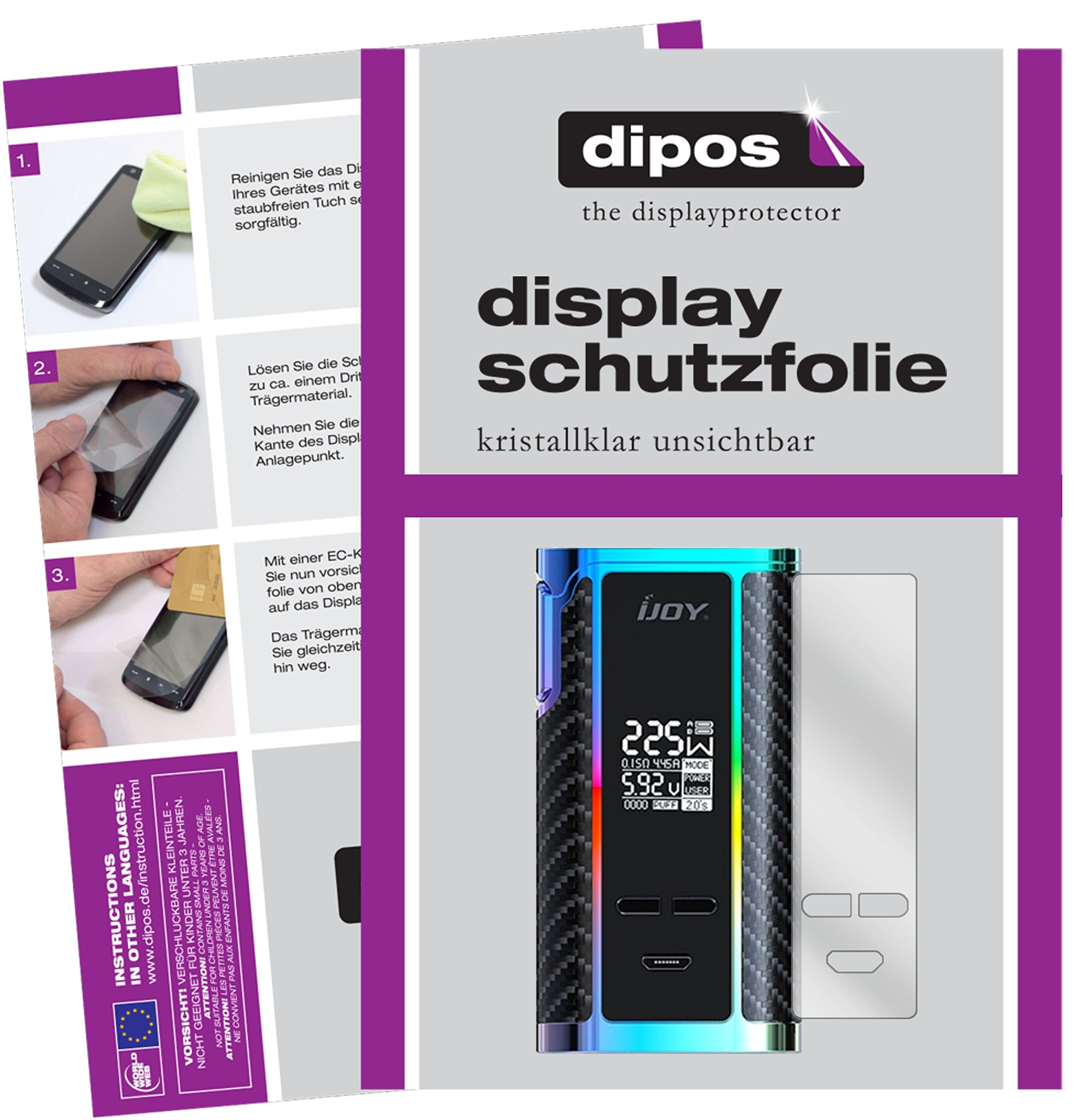 diposI 6x Screen Protector compatible with iJoy Captain PD1865 Protection Films clear