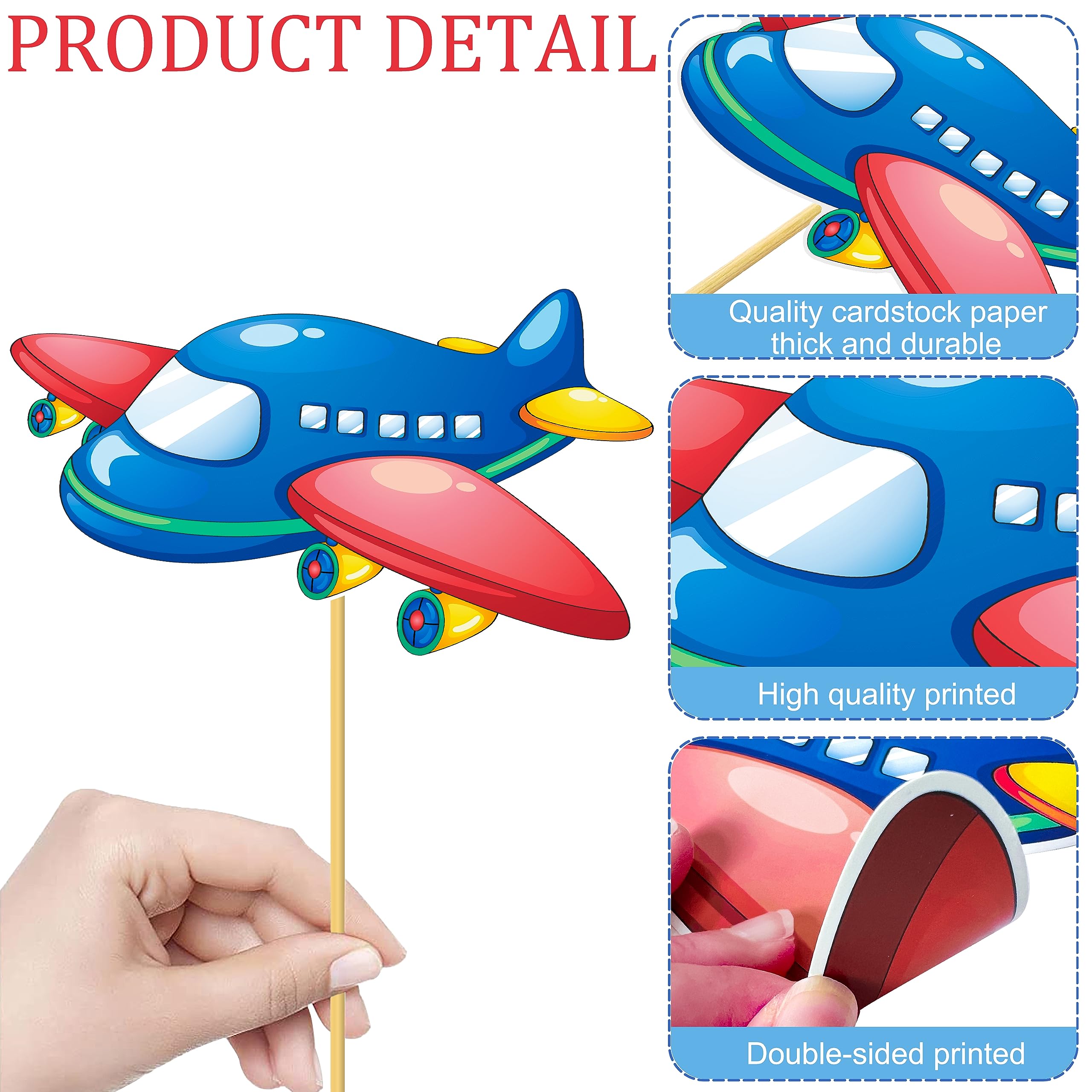Avezano Airplane Birthday Banner - Blue & White, 70.8" X 43.3" Time Flies Theme Party Decoration - View #4