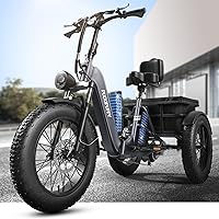 PUCKIPUPPY Husky Plus Dual Battery Electric Tricycle: 110-Mile Range, 960W Motor, 500lb Capacity, 20" Fat Tires for Trails & Commutes