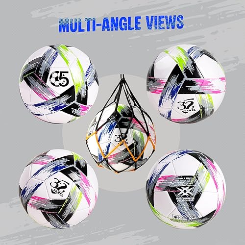 Miniatura 5 de Balón de fútbol tamaño 5 tamaño 4 con bomba desinflada, diseño multicolor vibrante, pelota de fútbol de Navidad de funcionamiento, pelota deportiva