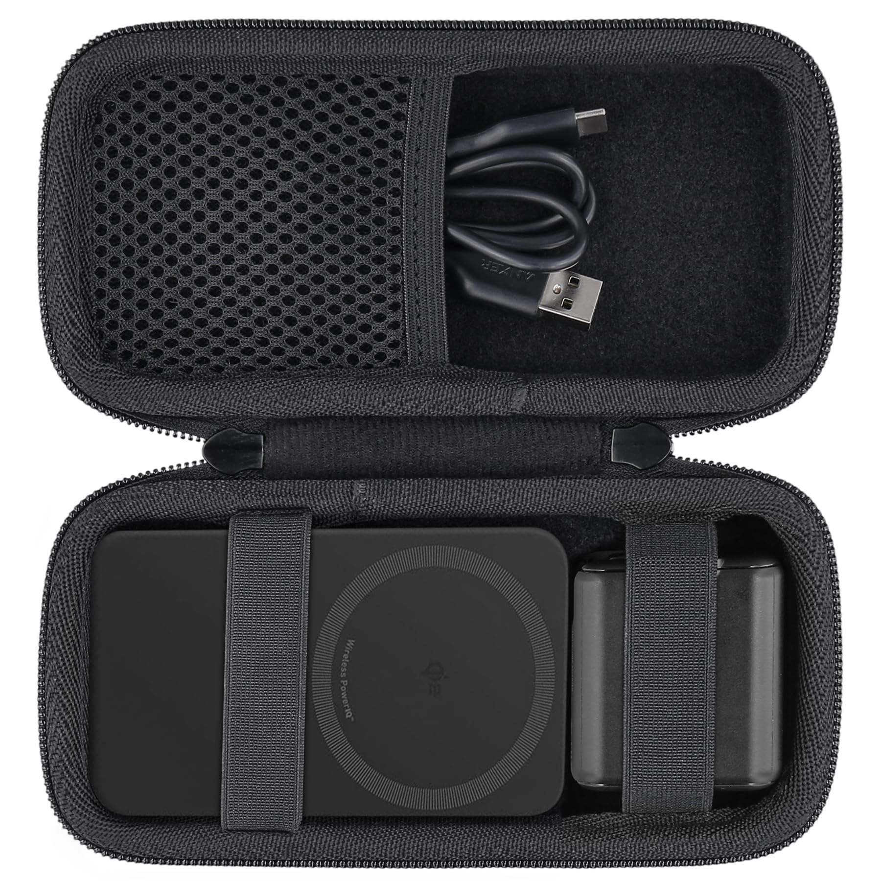 khanka Hard Travel Case Replacement for Anker MagGo 6.6k/10K Magnetic Power Bank/Anker MagGo USB-C Adapter,10k Power Bank,Case Only(Black).