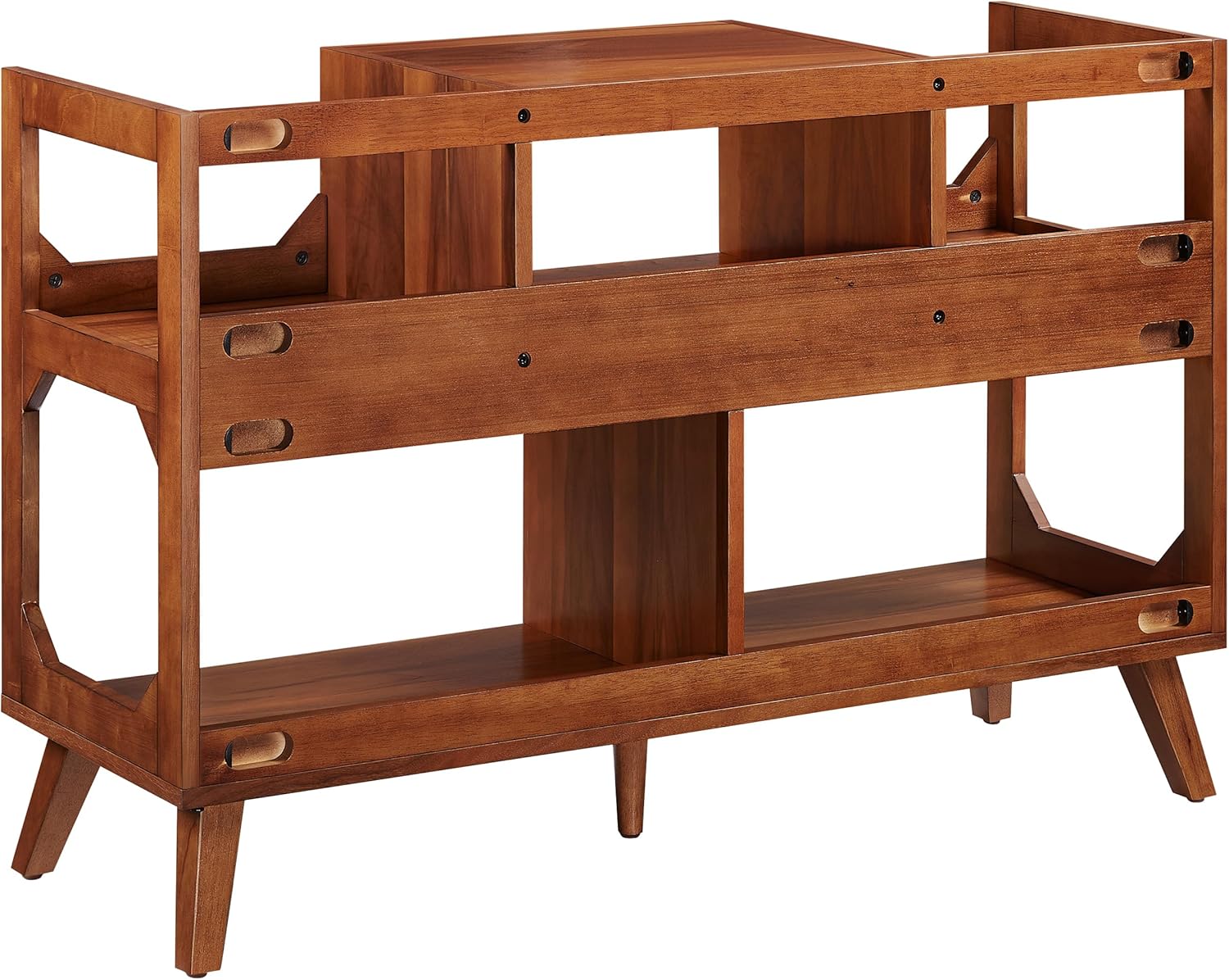 Asheville Walnut Mid-Century Modern Record Storage Console