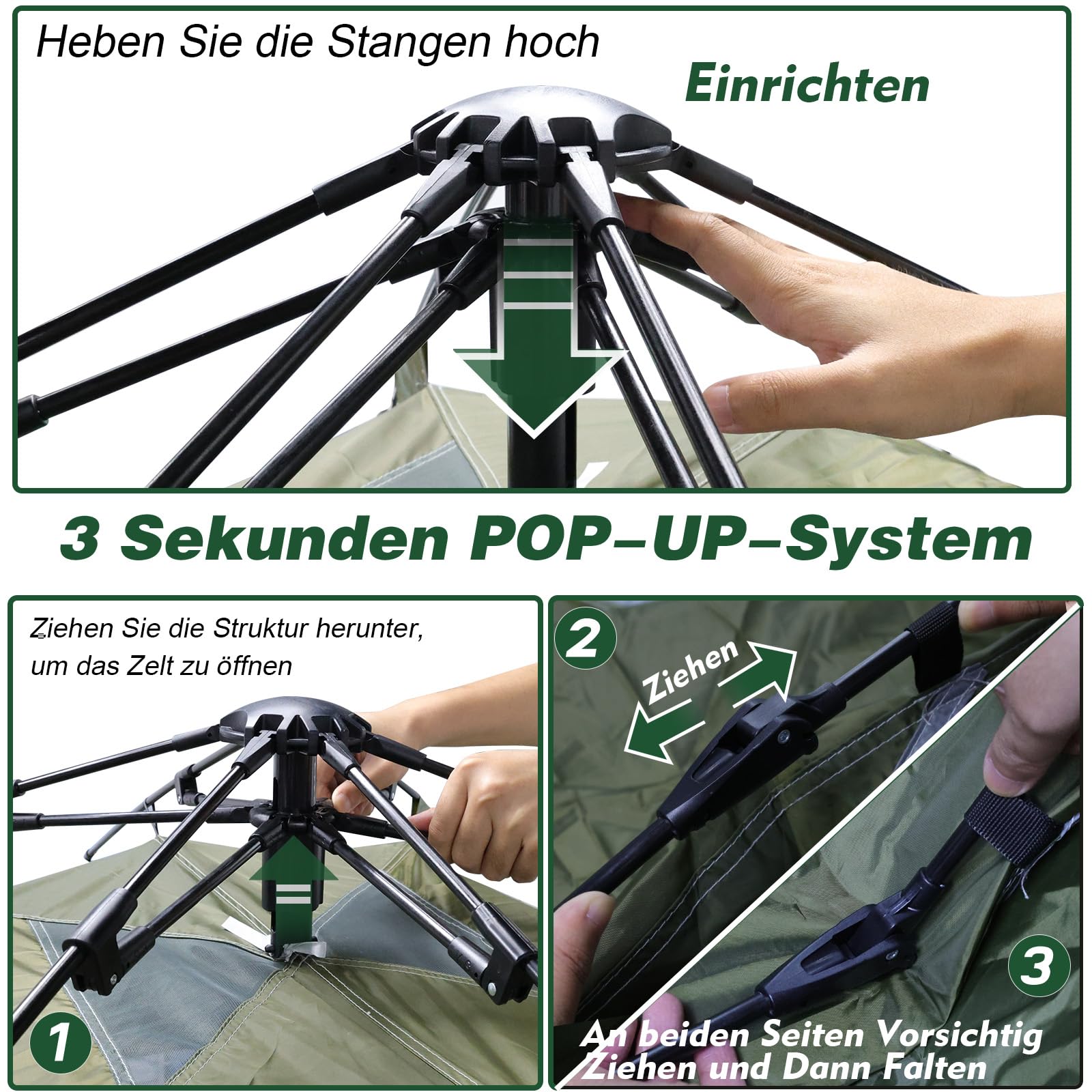 Zelt Pop Up,Camping Zelt Automatisches 2-4 Mann Personen Kuppelzelt 300x240x145 Wasserdicht Winddicht Campingzelt Quick Up Tent Wurfzelt mit Abnehmbarer Zelte für Familien