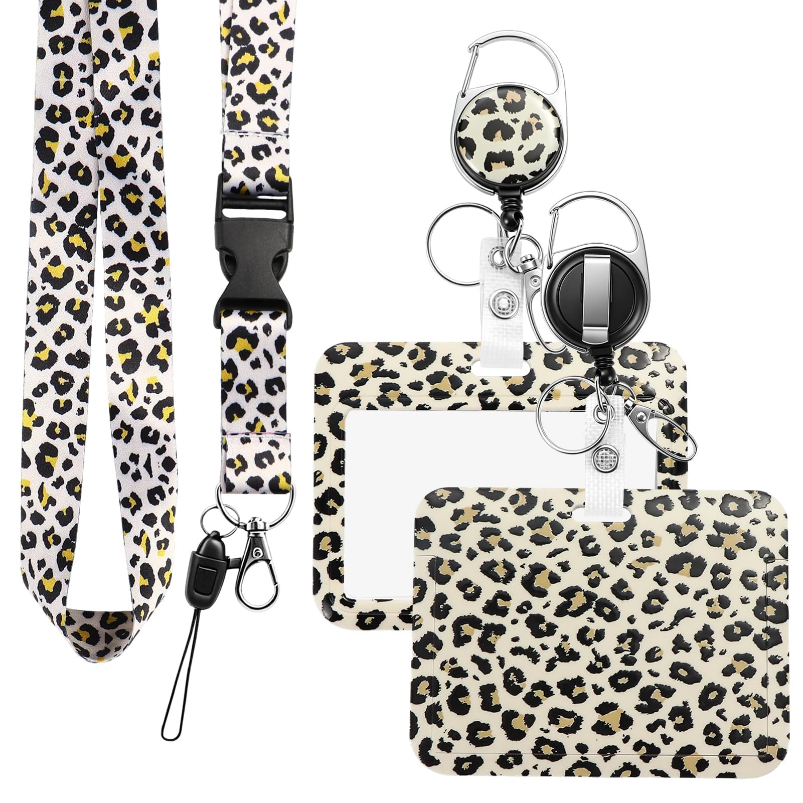 Pink Bow Tie Print Lanyard with Detachable Card Holder 11 * 7cm, Retractable Badge Reel with Breakaway Safety Clip for Teachers Nurses Students Office ID Cards (G)