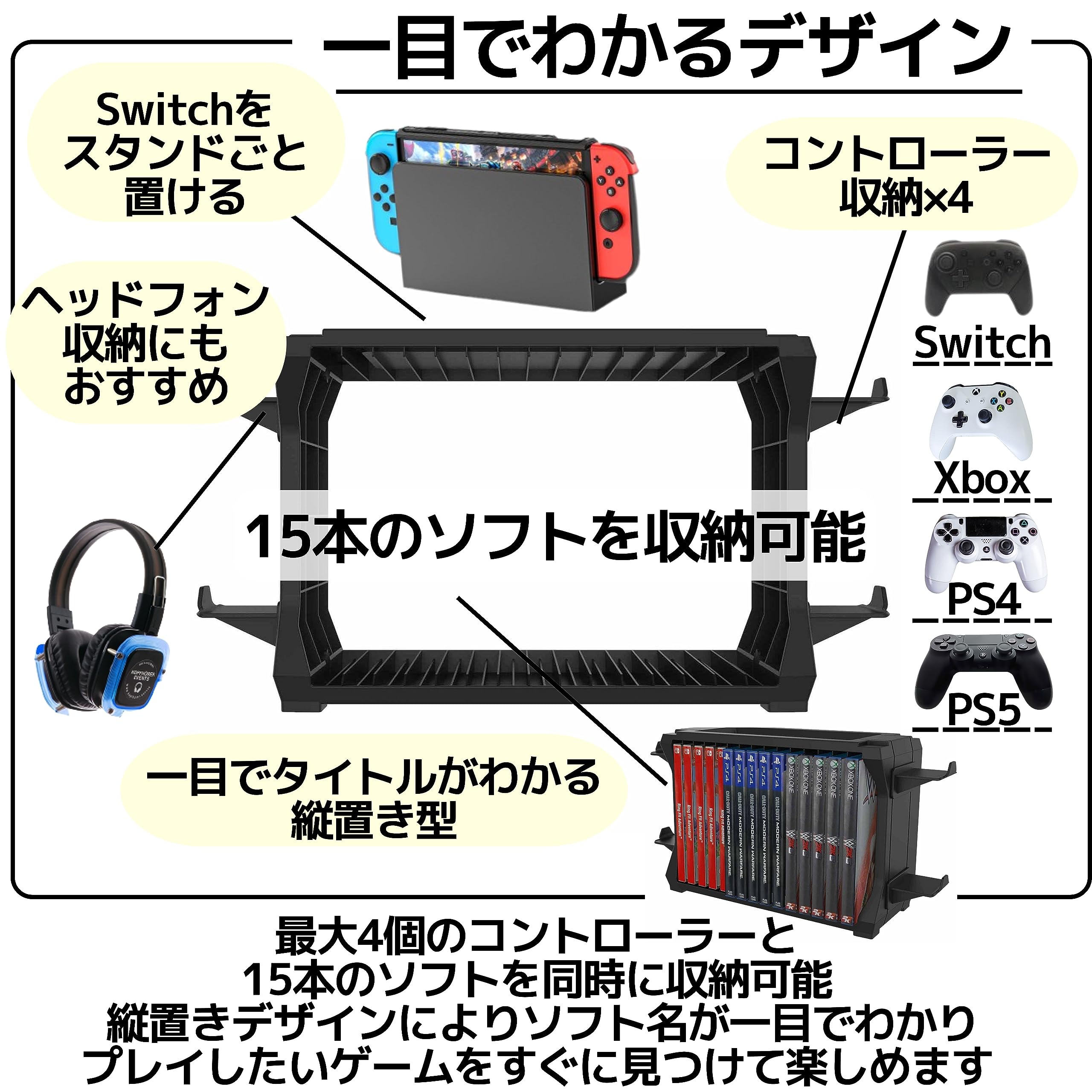 Amazon.co.jp: East Leaf Switch PS4 PS5 Xbox ソフト 収納