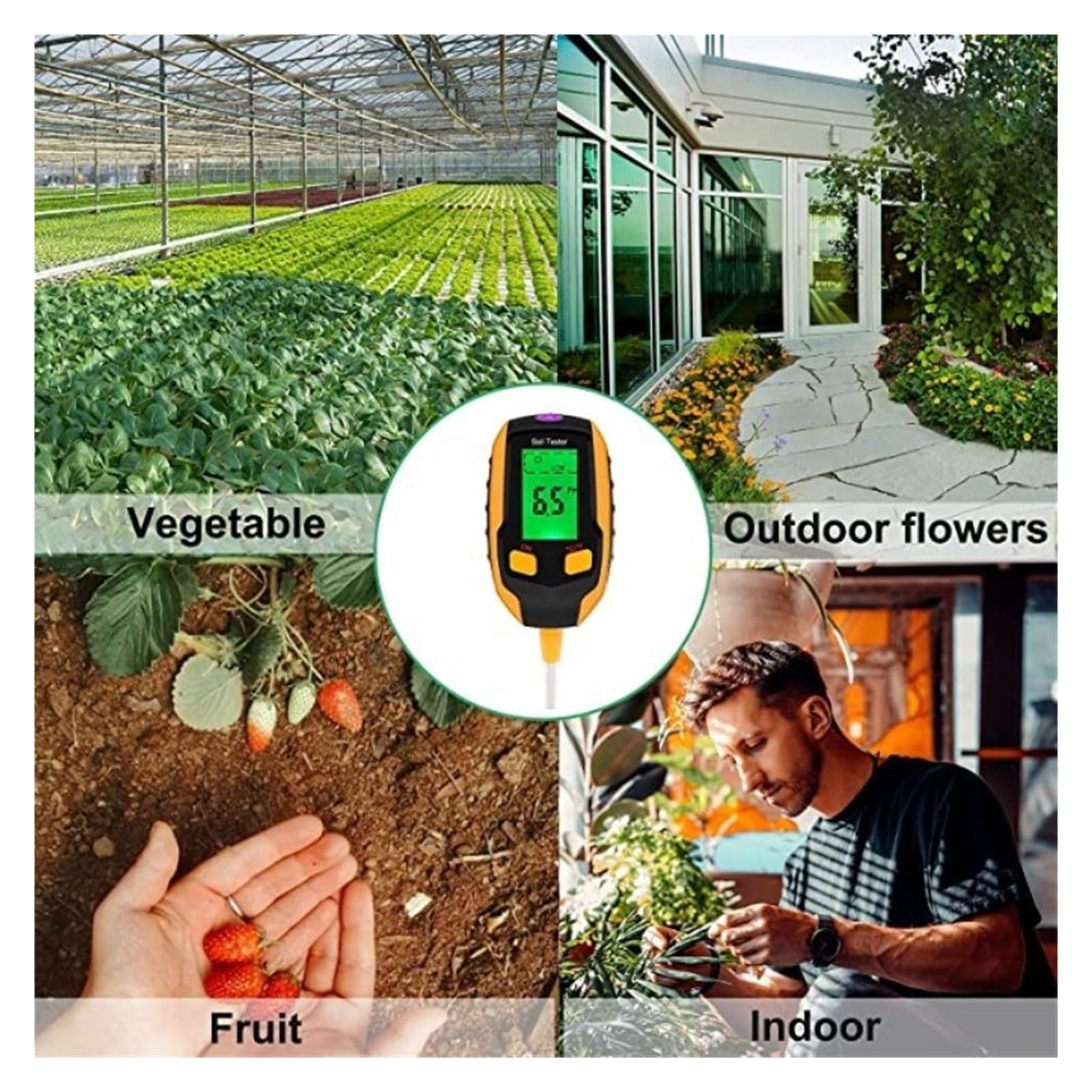 Medidor de humedad del suelo Medidor Digital De Humedad Del Suelo 4 En 1/5 En 1, Temperatura De La Planta, Medidor De PH Y Humedad Del Suelo, Intensidad De La Luz Solar, Humedad Ambiental Fiable y Pre