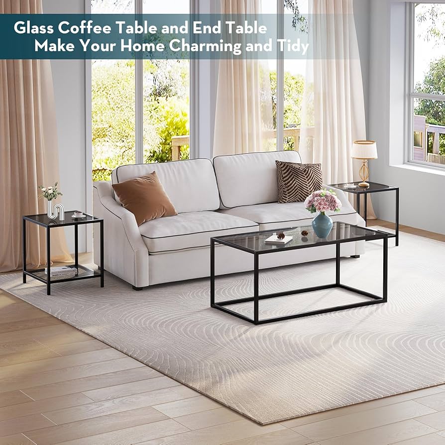 Amazon.com: SAYGOER Glass Coffee Table Modern Coffee Tables