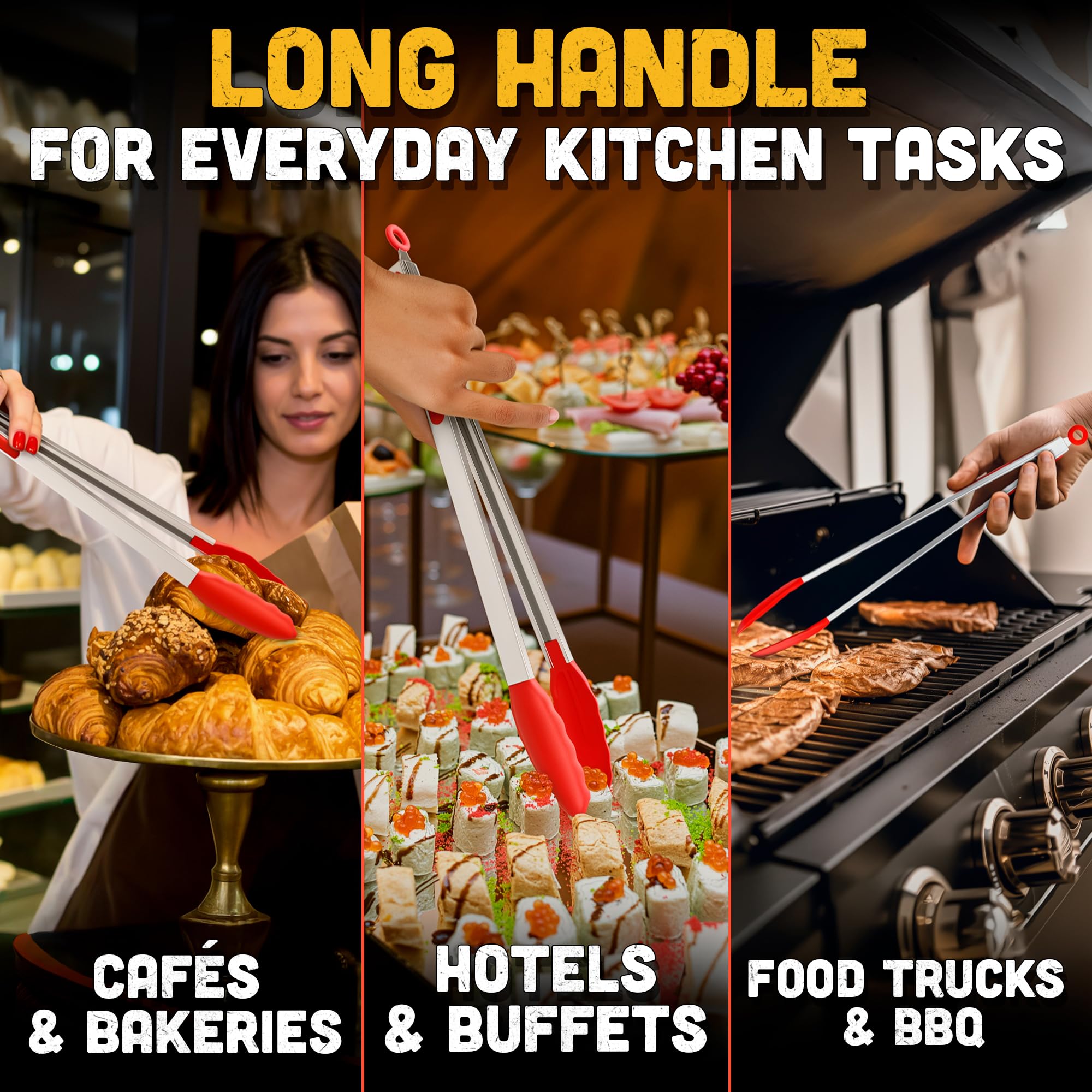 Extra Long Silicone Tongs - 17.3" Kitchen Tongs -5
