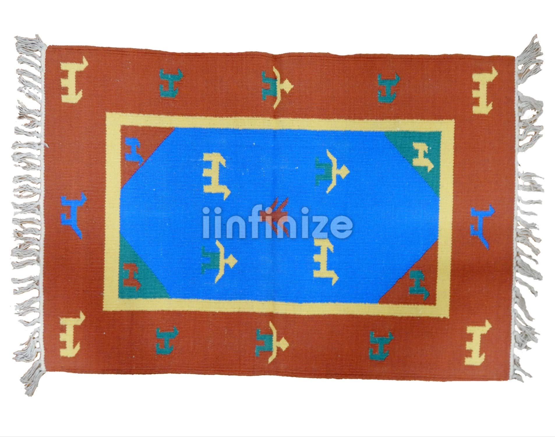 Tapis de couloir en coton bohème 61 x 91 cm tissé main réversible