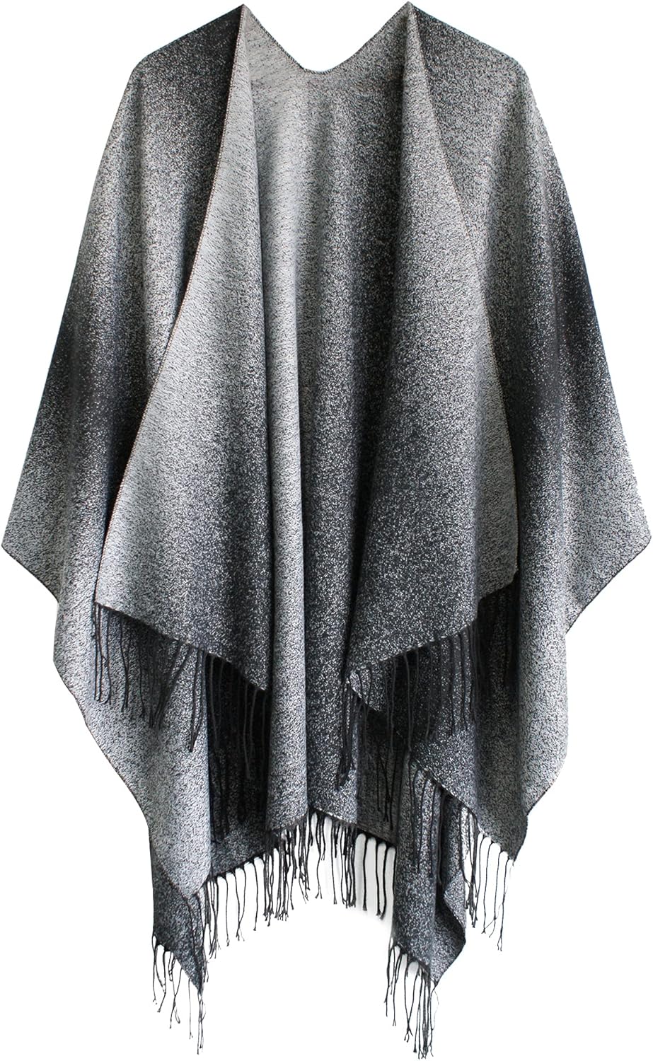 Urban CoCo Women's Printed Tassel Open front Poncho Cape Cardigan Wrap Shawl