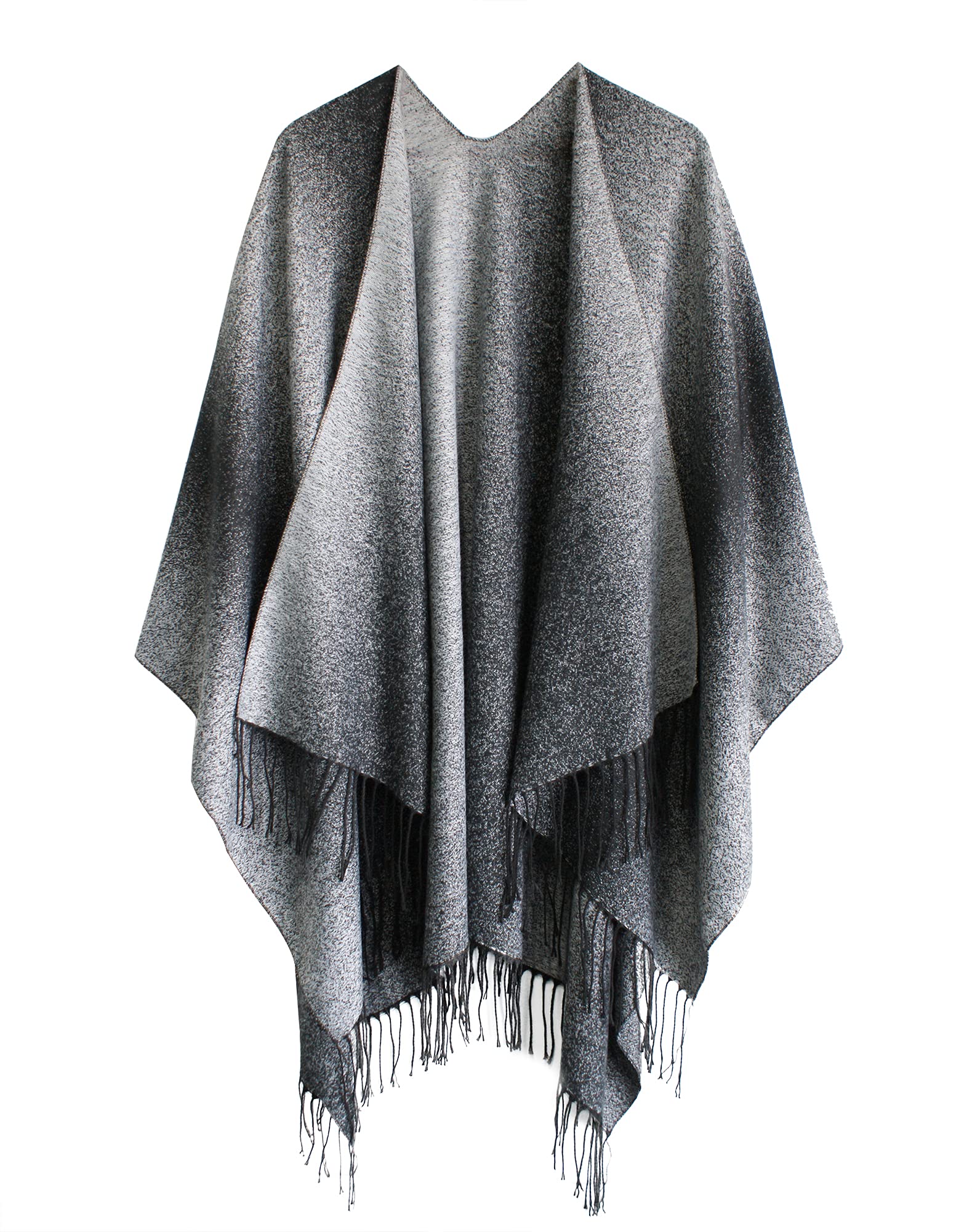 Urban CoCoWomen's Printed Tassel Open front Poncho Cape Cardigan Wrap Shawl