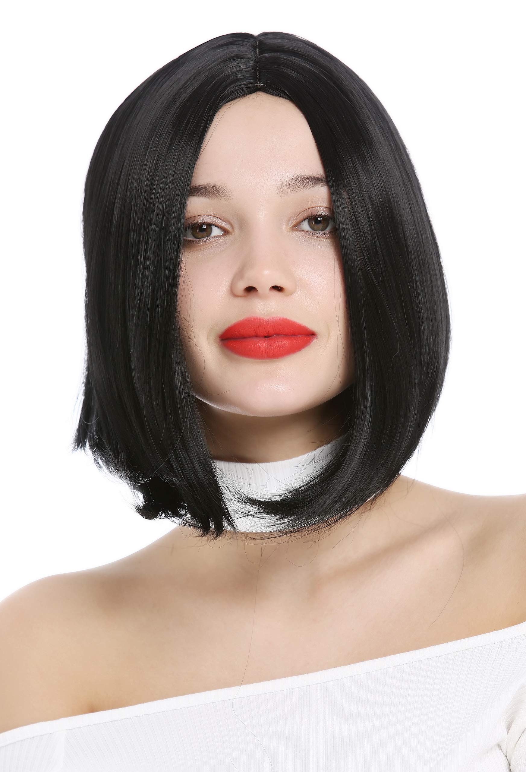 WIG ME UP - YZF-4367-1 Short Lady Wig concave Bob Longbob choppy cut middle-parting black, black (1) - Image 2