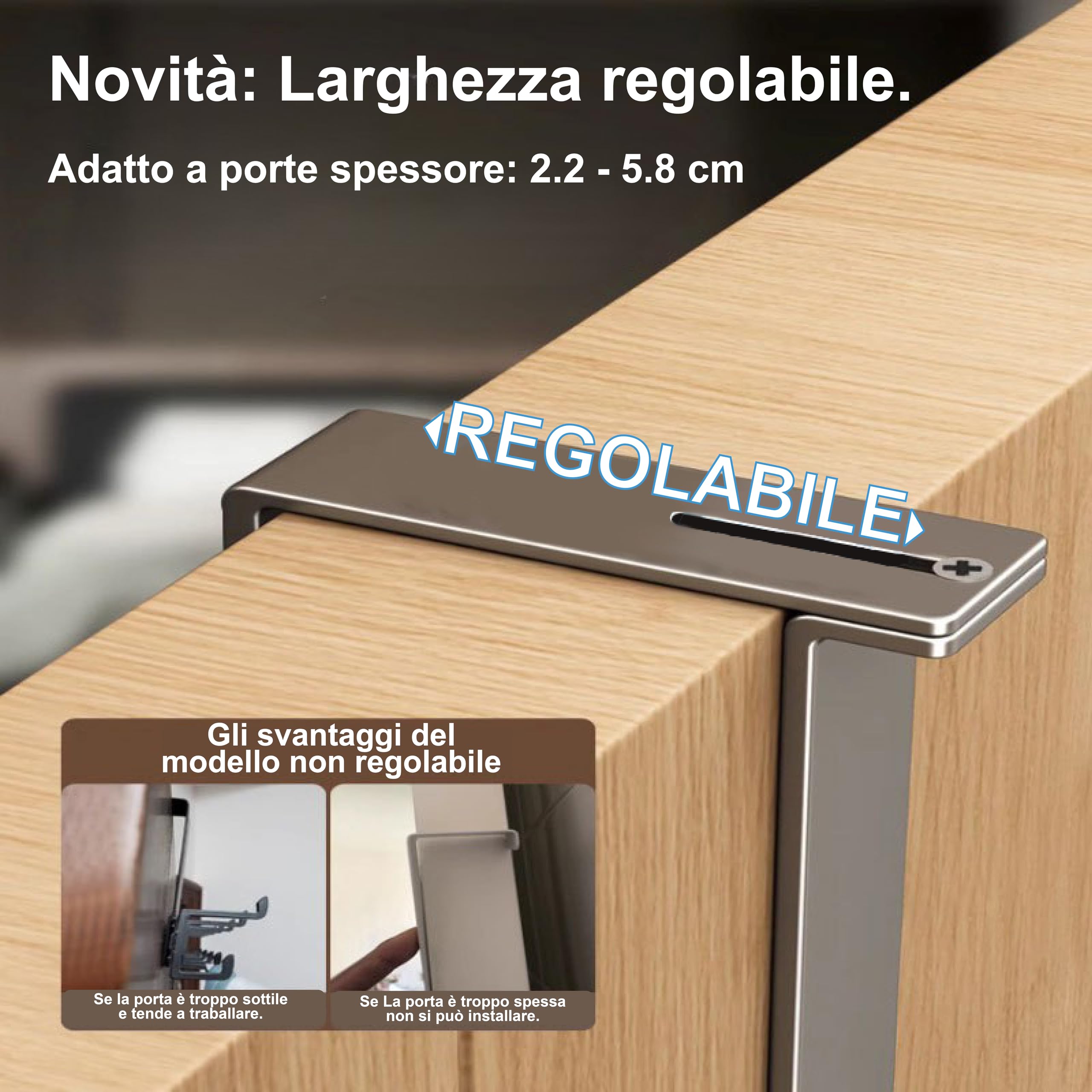 Appendiabiti da porta Regolabile,8 ganci,salvaspazio,da appendere,estremamente resistente - appendini da porta, ganci appendiabiti da porta, appendi abiti per porte (grigio) - 3