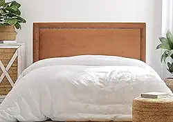 Cabeceira Casal Reta Luxo 140x60 Veludo Terracota - Tachas Fumê