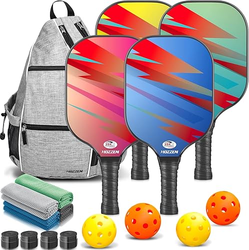 Juego de 24 palas de pickleball aprobadas por USAPA, de fibra de vidrio, ligeras, con mochila de gran capacidad, pelotas de pickleball, toallas de