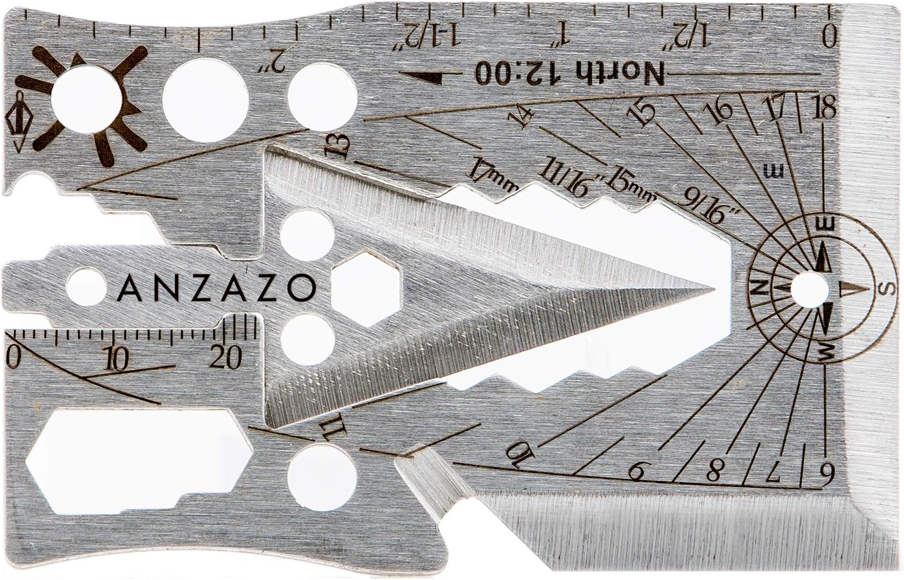 Anzazo Credit Card Multitool - Multi Purpose, Multifunctional, Pocket Size, Wallet Kit - Best as Survival Tool, Knife and Axe, Can Bottle Opener, Utility Cards, Ninja Tools, Gift Set, Gadget for Men
