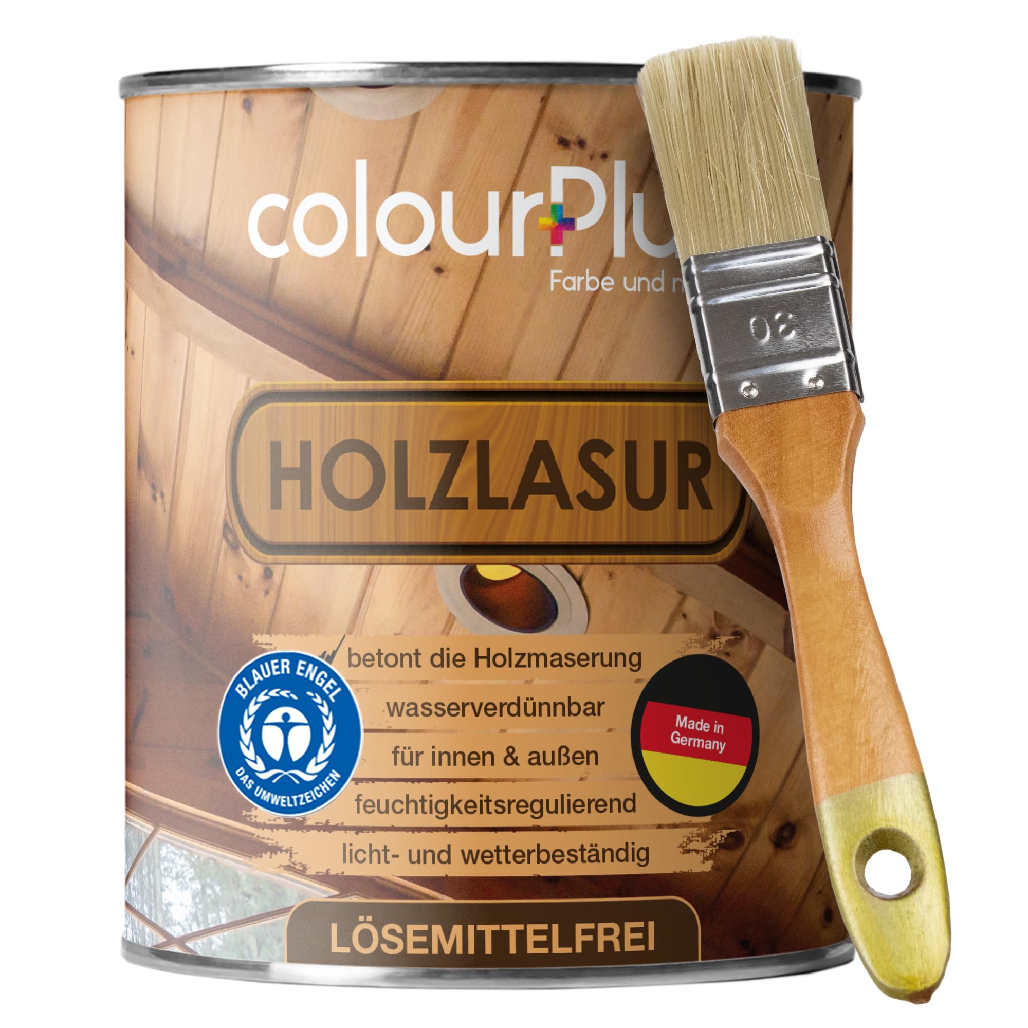 colourPlus® Holzlasur lösemittelfrei (750ml, Silbergrau) seidenglänzende Holzlasur Außen- Holz Grundierung - Holz Lasur - Aussen - Made in Germany