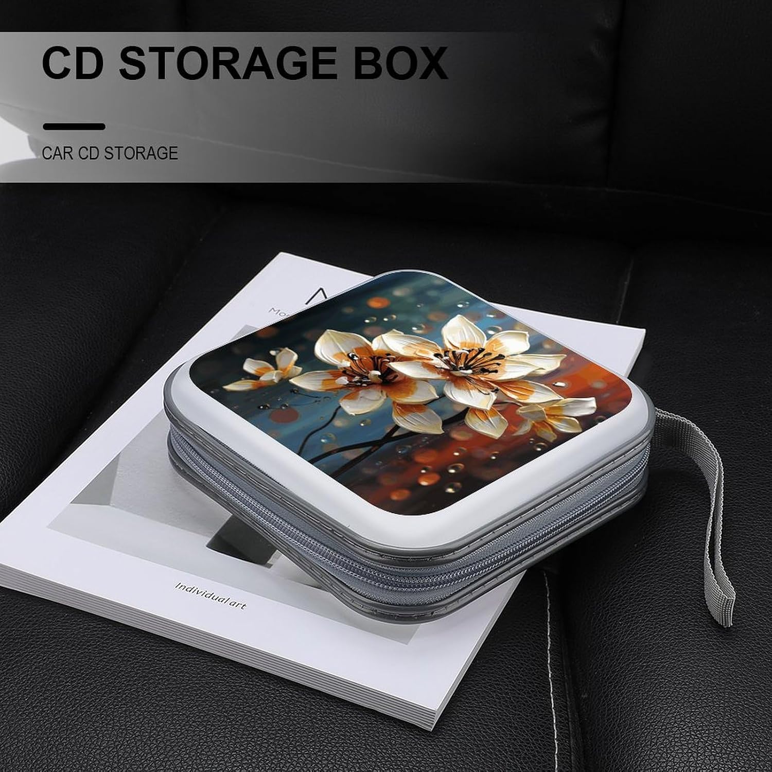 Modern Flower CD Case Binder for Travel Car DVD Storage Case DVD Storage Bag with Handles Cover CD Storage Binder for Blu-ray Movie Music Audio Disks 40 Disc Units image 5