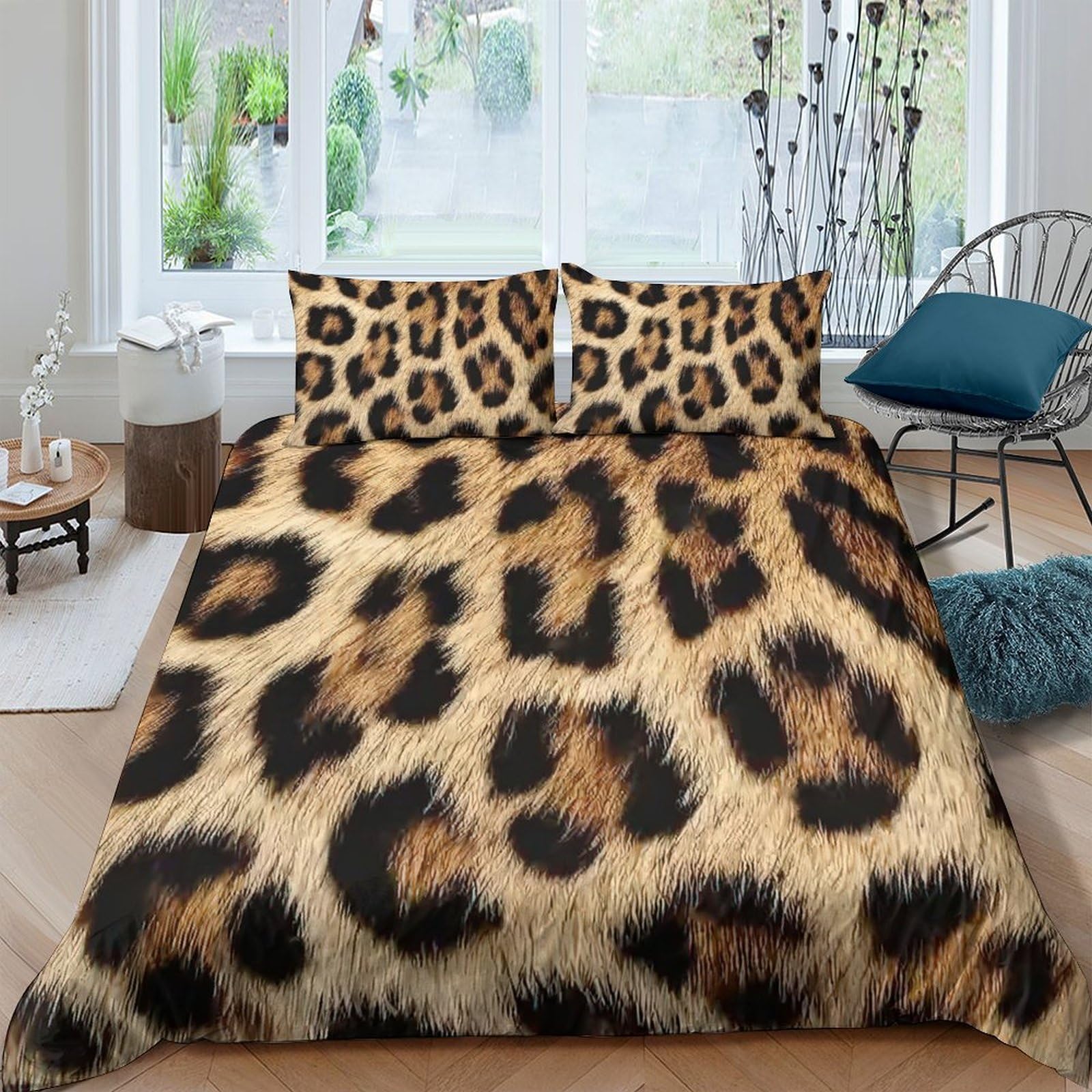 Ctjqhvkz Style-9 3D Printed Leopard Pattern Fitted Sheet Microfiber Soft Bed Cover Wild Animal Decor For Bedroom Guest Room Single（135X200cm）