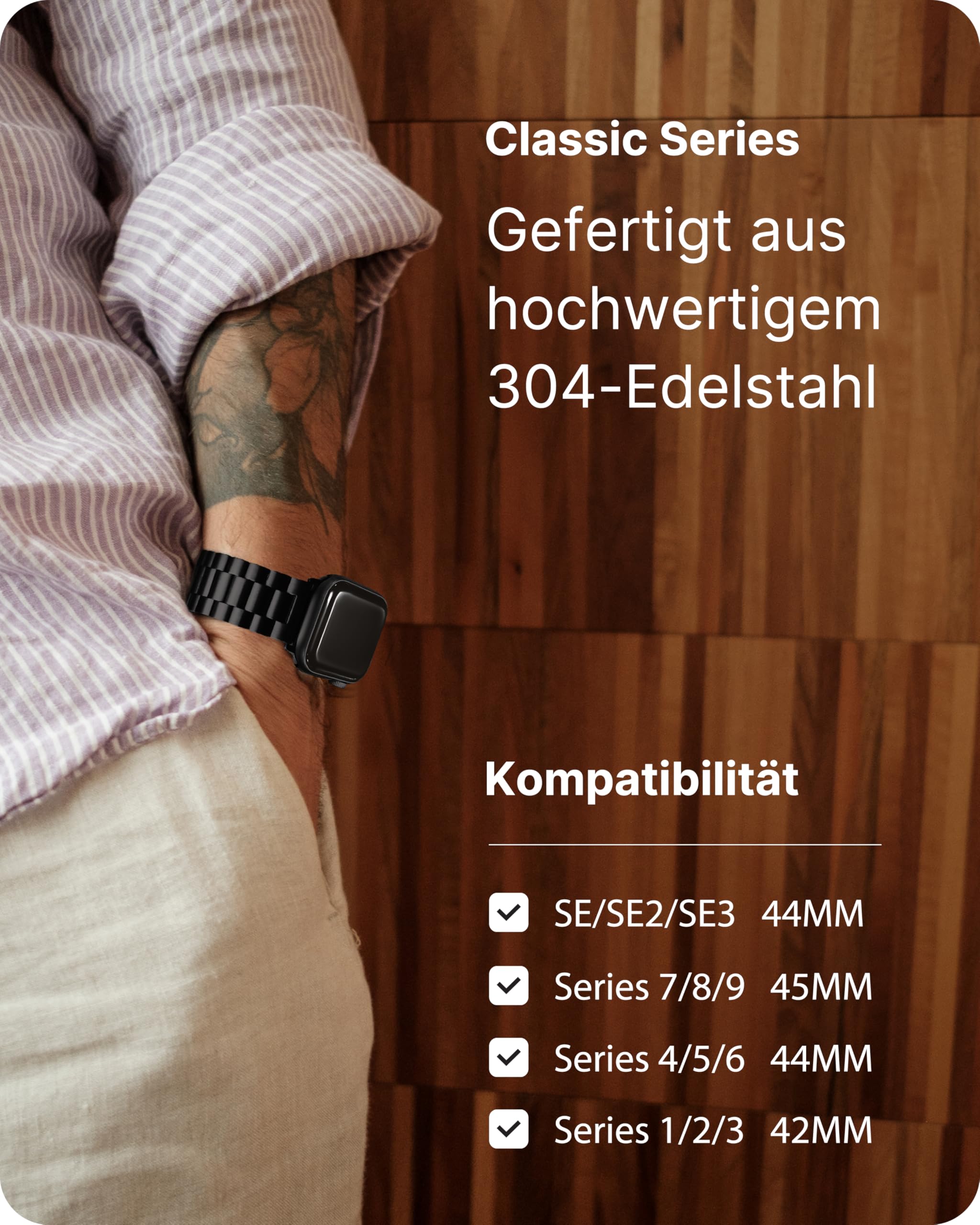 Fullmosa Metallarmband Kompatibel mit Apple Watch Armband 44mm 46mm 45mm 49mm 42mm 40mm 41mm 38mm, Edelstahl Ersatzband für iwatch Ultra SE 3 2 1 Series 11 10 9 8 7 6 5 4, Schwarz