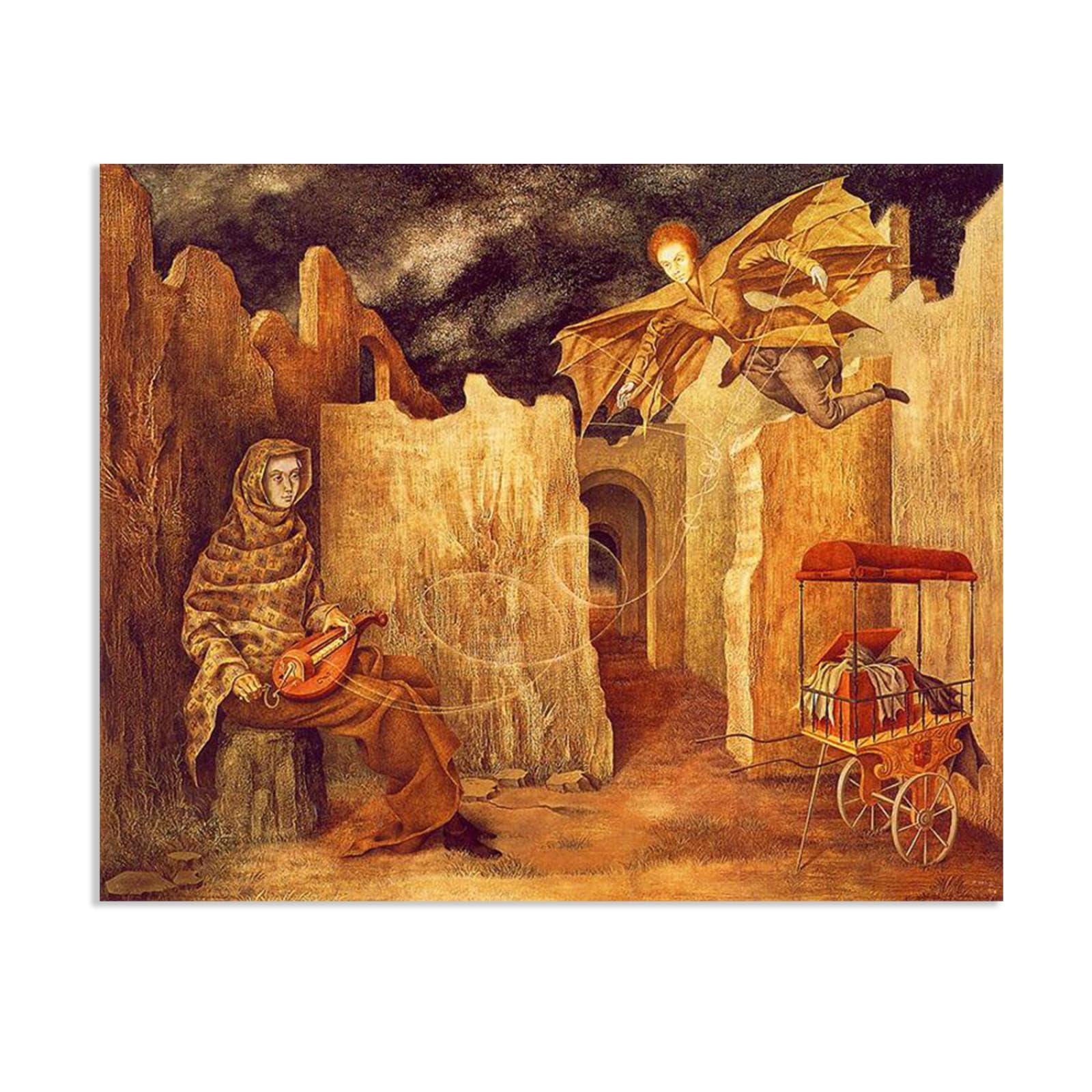 MYCGGDGH Remedios Varo Canvas Wall Art Reproductions of Famous Paintings Magic Flight or Zamfonia Remedios Varo Wall Decor for Living Room Bedroom Home Decor80x60cm(32x24in) Frameless