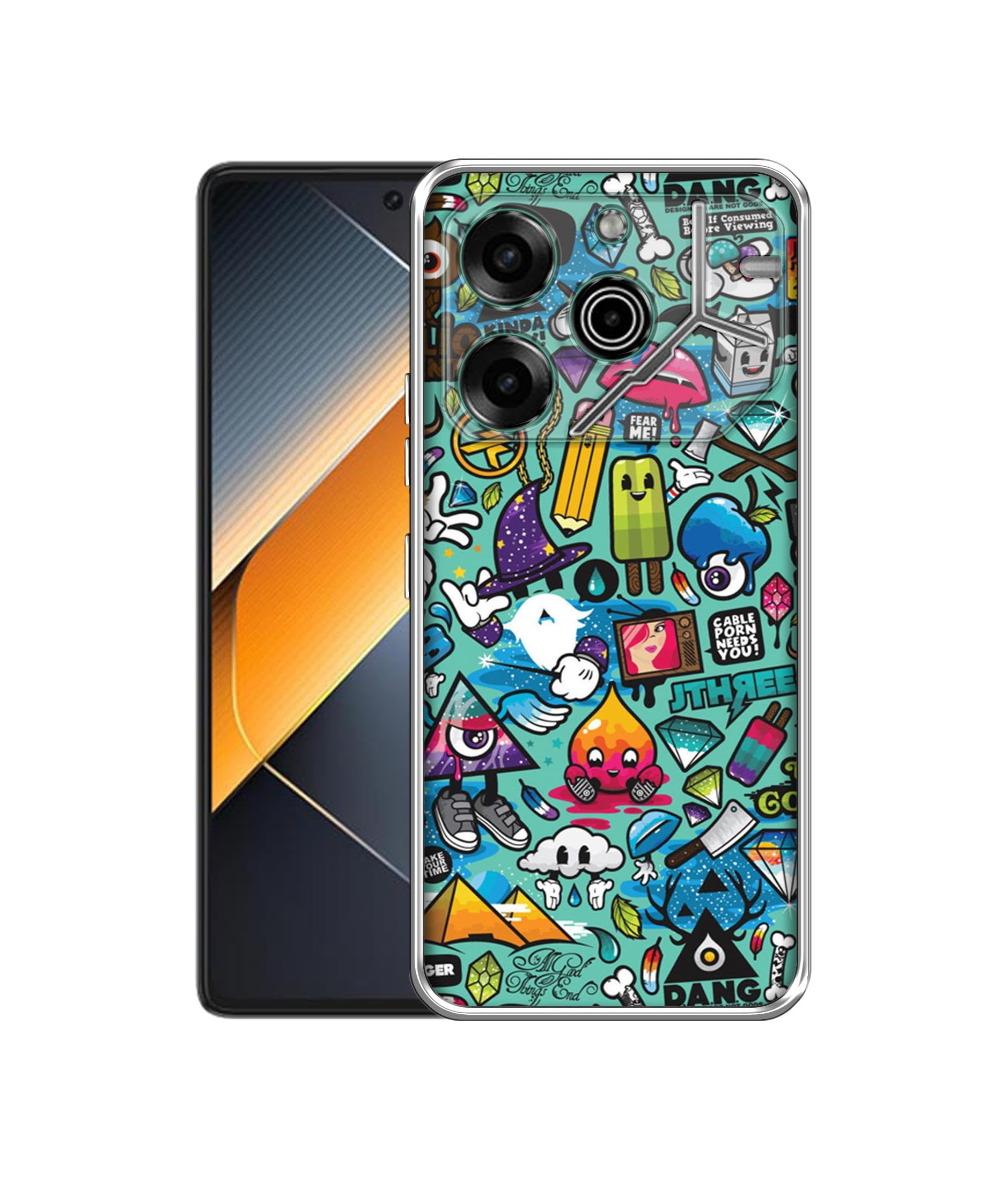 Casotec Crazy Design Printed Silicon Soft TPU Back Case Cover for Tecno Pova 6 Pro 5G