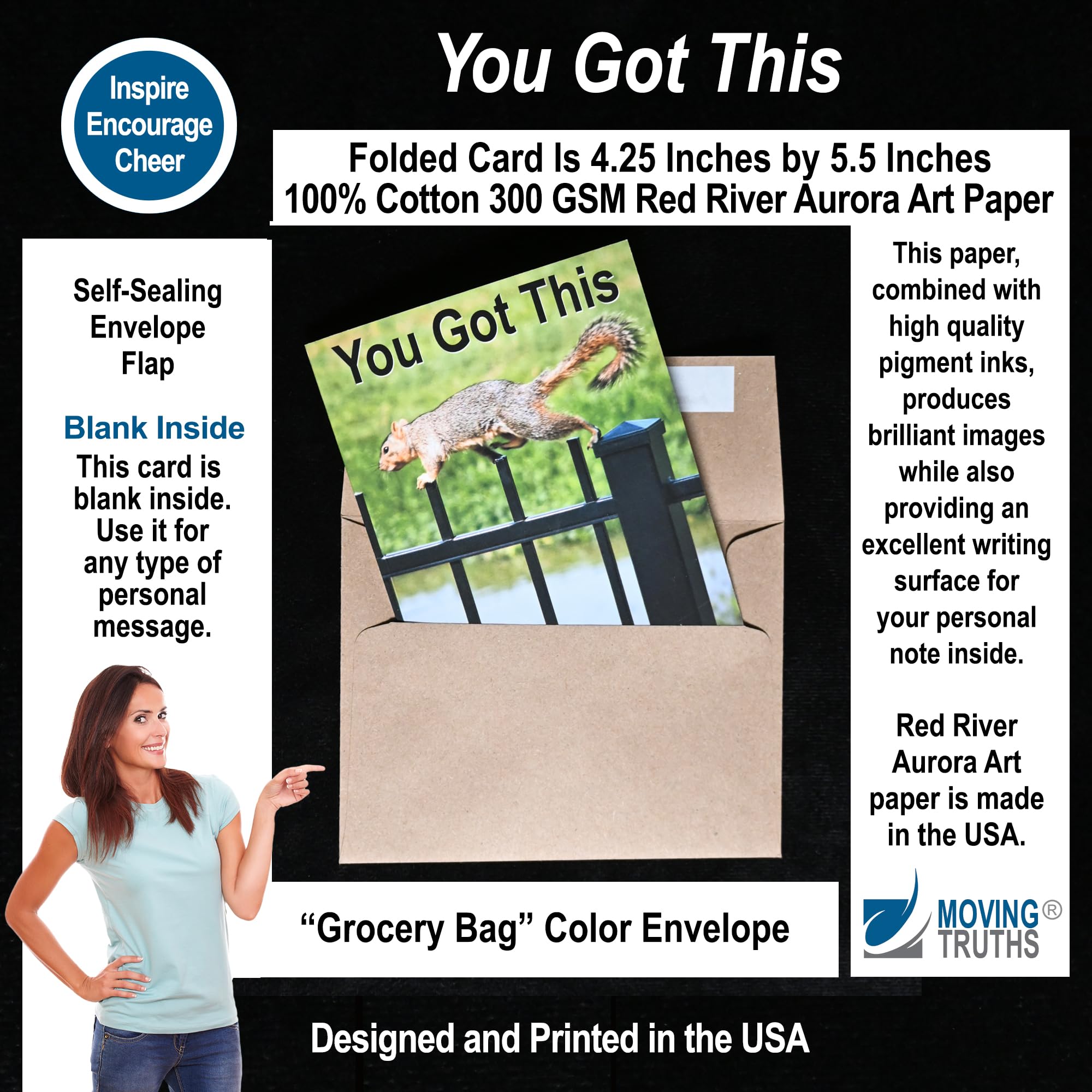 Tarjeta de aliento para ardilla You Got This Sure-Footed | Tarjetas de afirmación para mujeres, tarjetas de afirmación positiva, tarjetas motivacionales, tarjetas de afirmación para