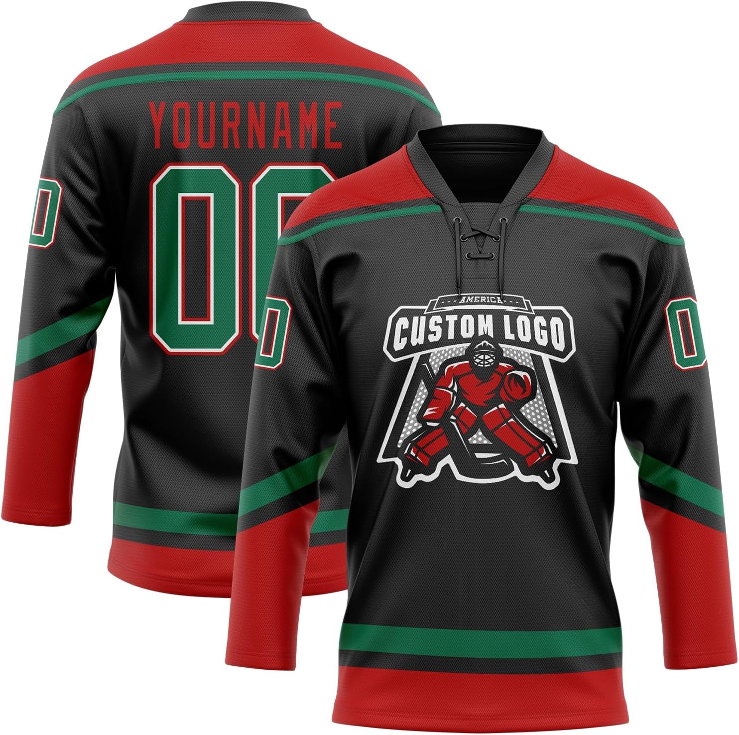 Custom Pink Sky Blue-Black Hockey Lace Neck Jersey, Mens Hockey Jersey, Hockey Jerseys, Practice Hockey Jersey