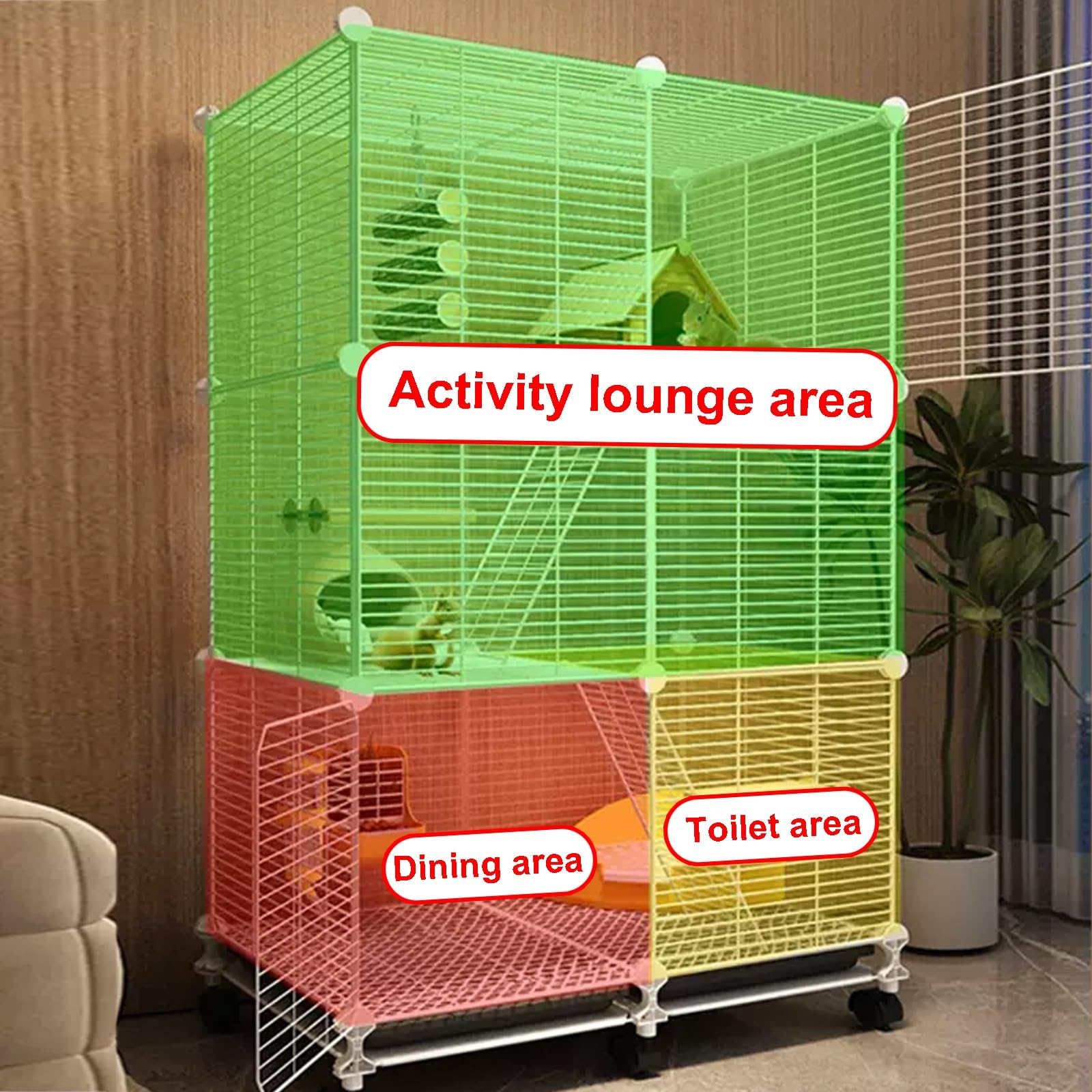 Amazon.co.jp: 特大 3 段 小動物用ケージ ユニバーサルホイール付き