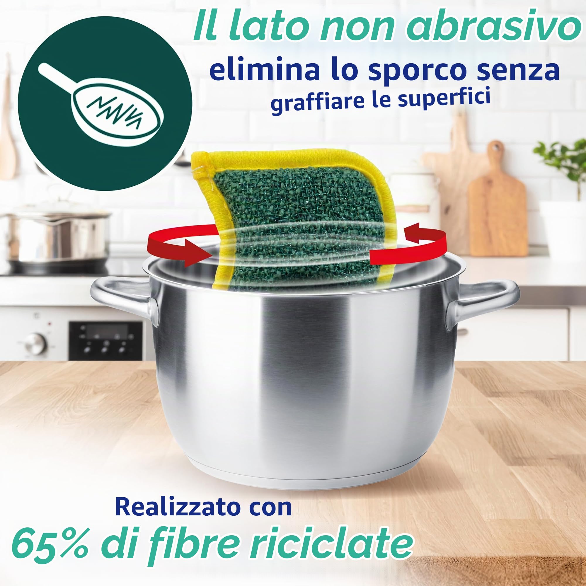 Spugne riutilizzabili Spontex Flex & Wash | Spugna in microfibra double face per pulire e strofinare | Prodotti per la pulizia per la cucina, il bagno e la casa | 8 confezioni da 2 (16 in totale)