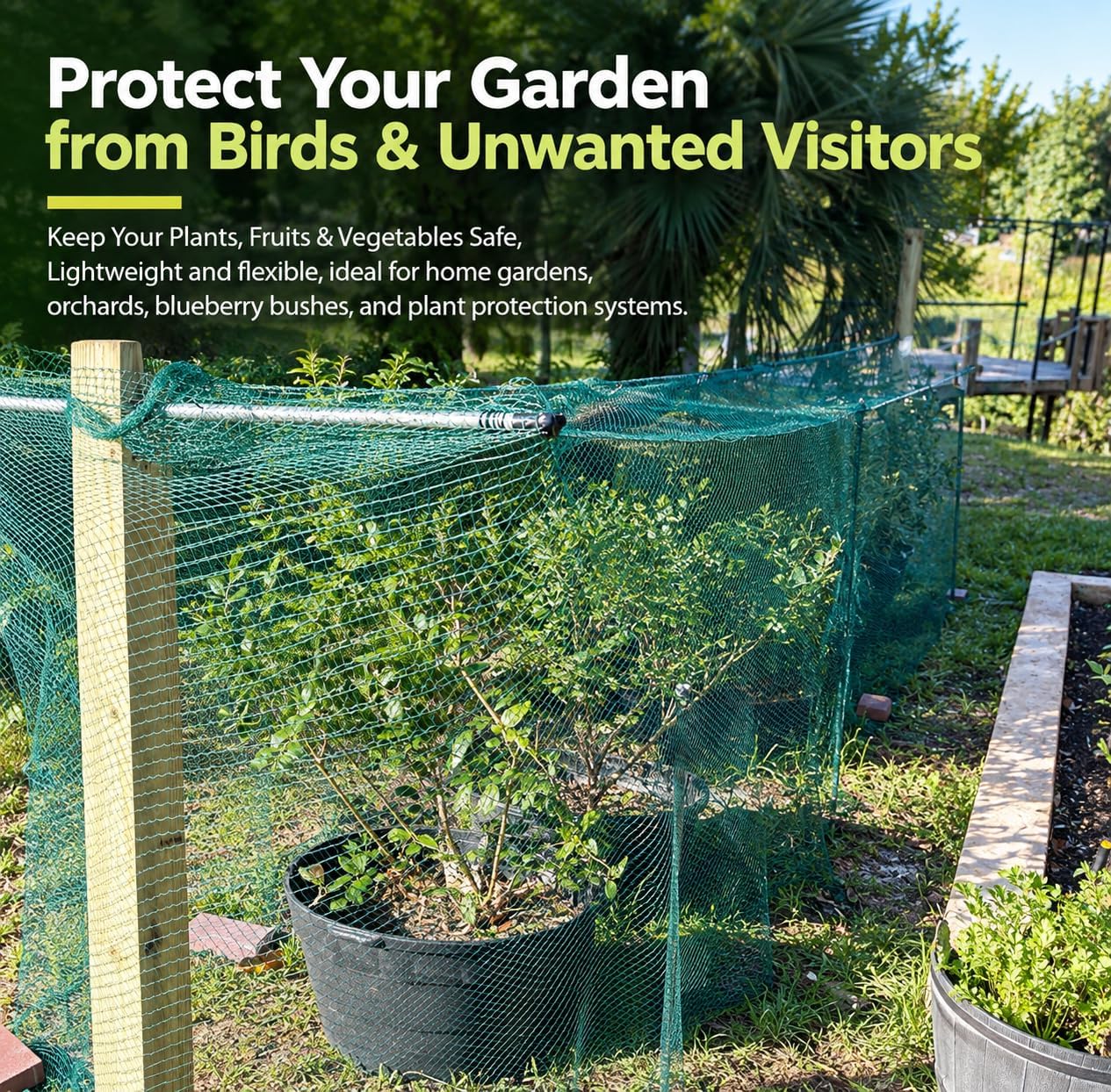 RIFNY Bird Netting for Garden Protection, 13 x 40FT Mesh Garden Netting