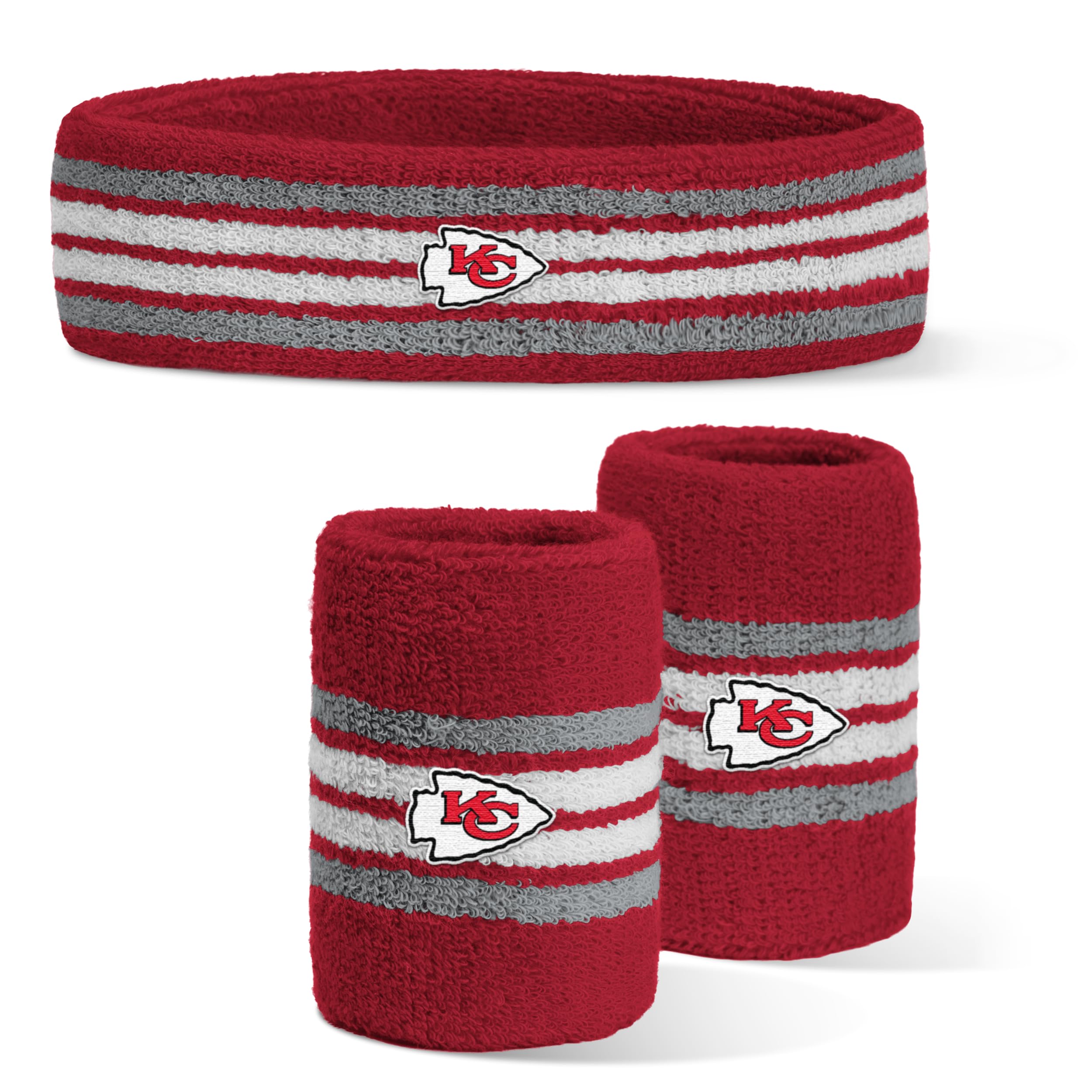 For Bare Feet NFL Officially Licensed Team Logo Headband &amp; Wristband Combo Pack Team Color OSFM