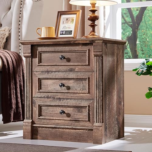 Miniatura 13 de Cómoda de 5 cajones para dormitorio, cómodas de granja de 46" de altura y cajoneras con columna romana, cómoda de armario rústica de madera con dos