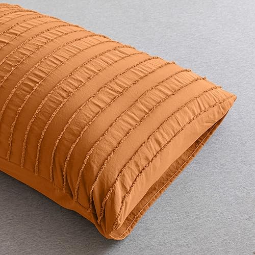 Miniatura 2 de JELLYMONI Paquete de 2 fundas de almohada de color óxido tamaño King, fundas de almohada de microfibra suave a rayas con cierre de sobre (almohadas