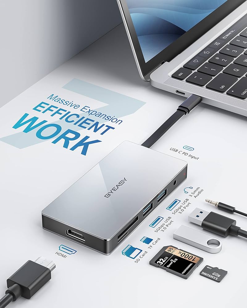 分配器・切替器 BYEASY Type 7in1 Docking Station Bracket Amazon.com: BYEASY USB C Hub Stand Holder, 7 in 1 Docking