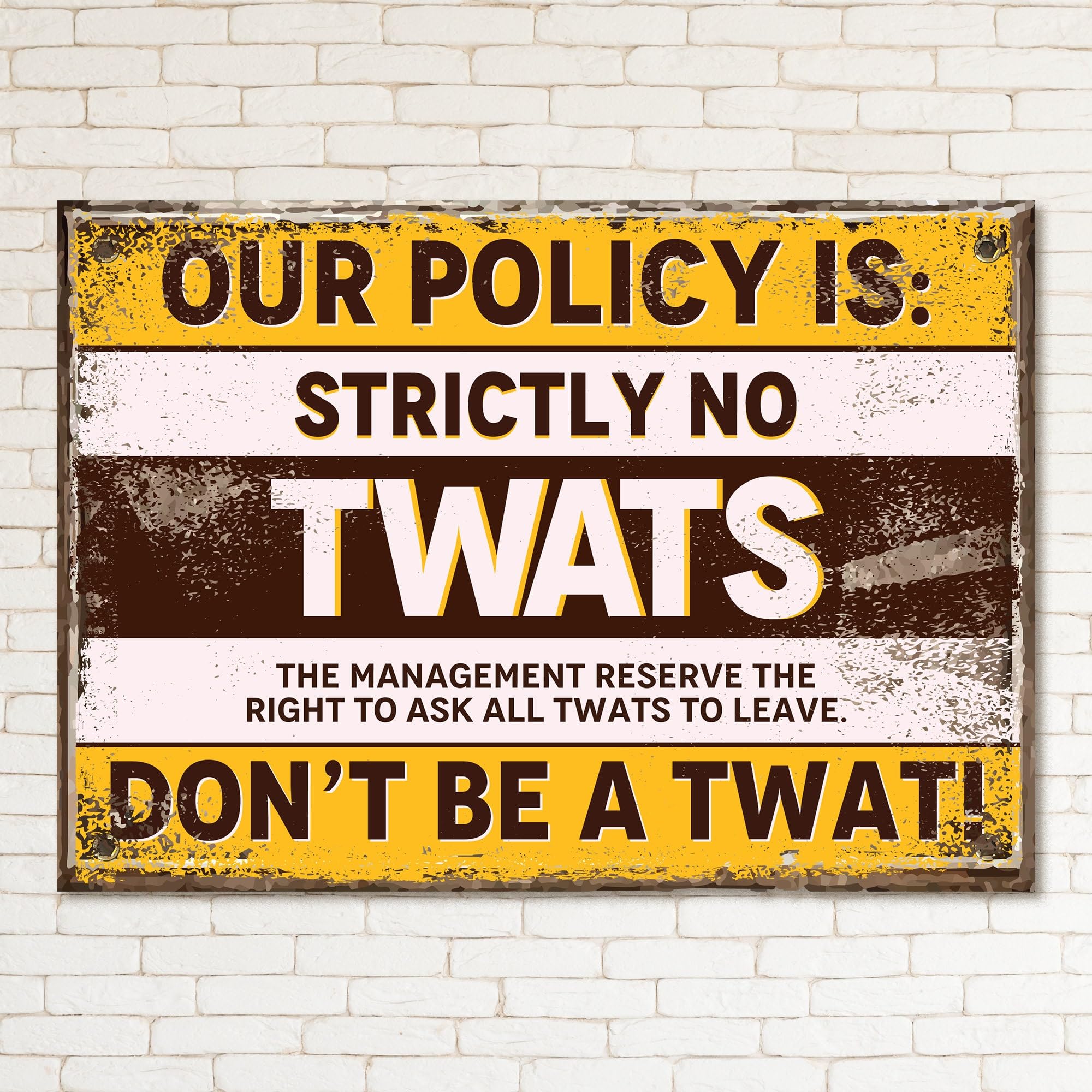 My Pixel Print Metal Strictly No Twats Retro Sign Man Cave Bar Pub Plaque Party Vintage Gift