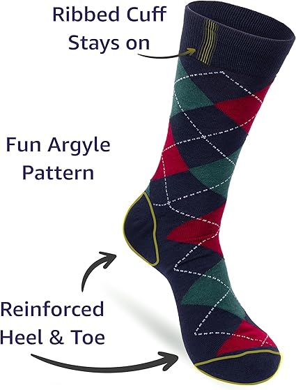 Amazon.com: Premium Argyle Dress Socks for Men, Classic and