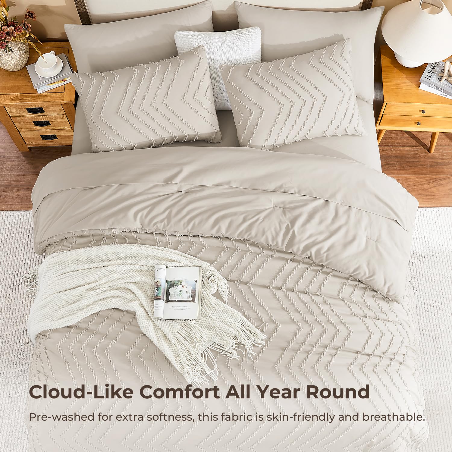 Best Alaskan King Bedding Sets for 2026 2 Litanika Super King Plus Comforter with Sheets, 7 Pieces Boho Bed Set — product photo