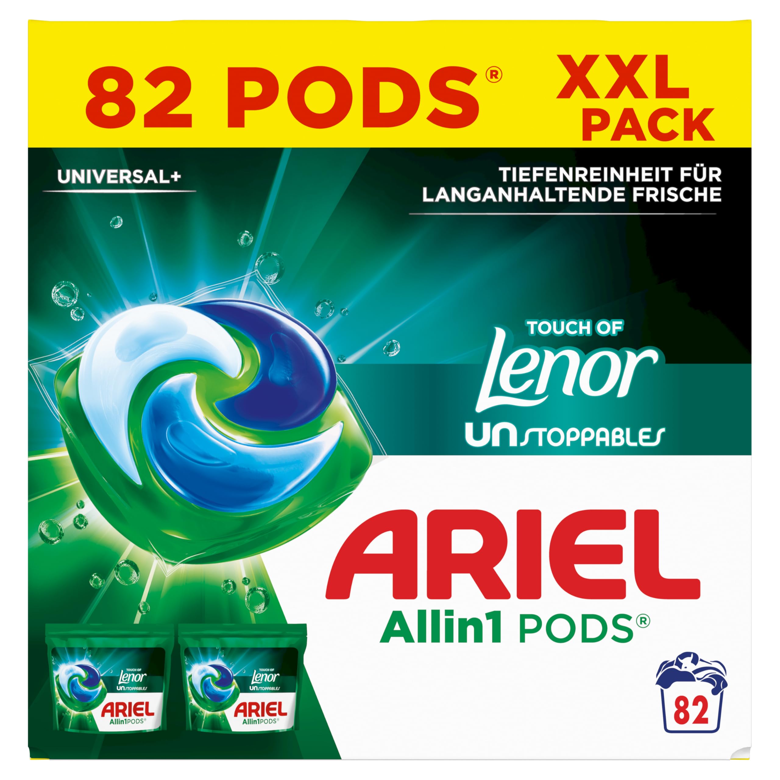 Ariel Allin1 PODS, capsule di detersivo liquido 82 lavaggi, Touch Of Lenor Unstoppables, pulizia profonda per una freschezza duratura