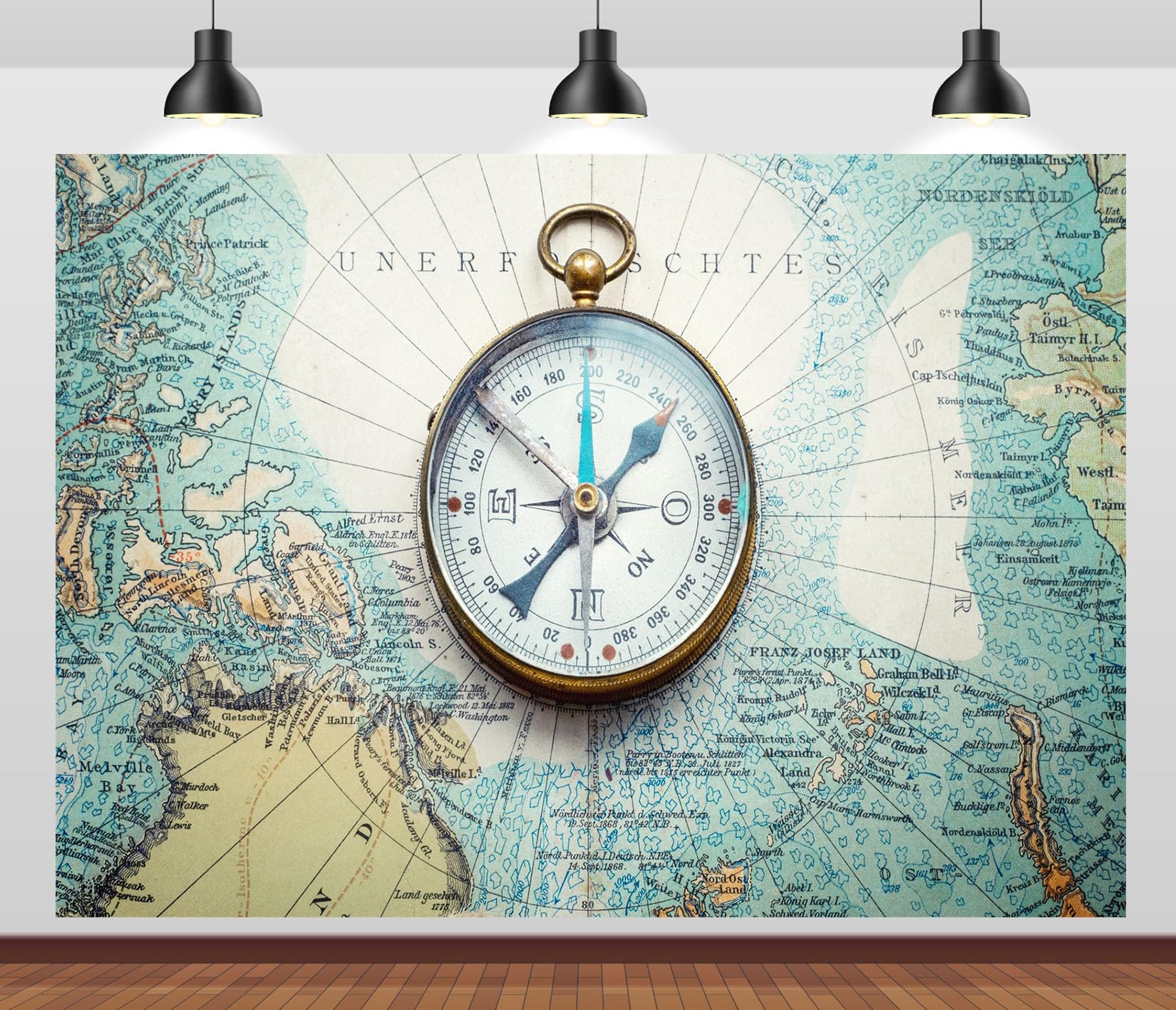 8x8FT (2.5x2.5m) Mappa Del Mondo E Bussola Sfondo Fotografico