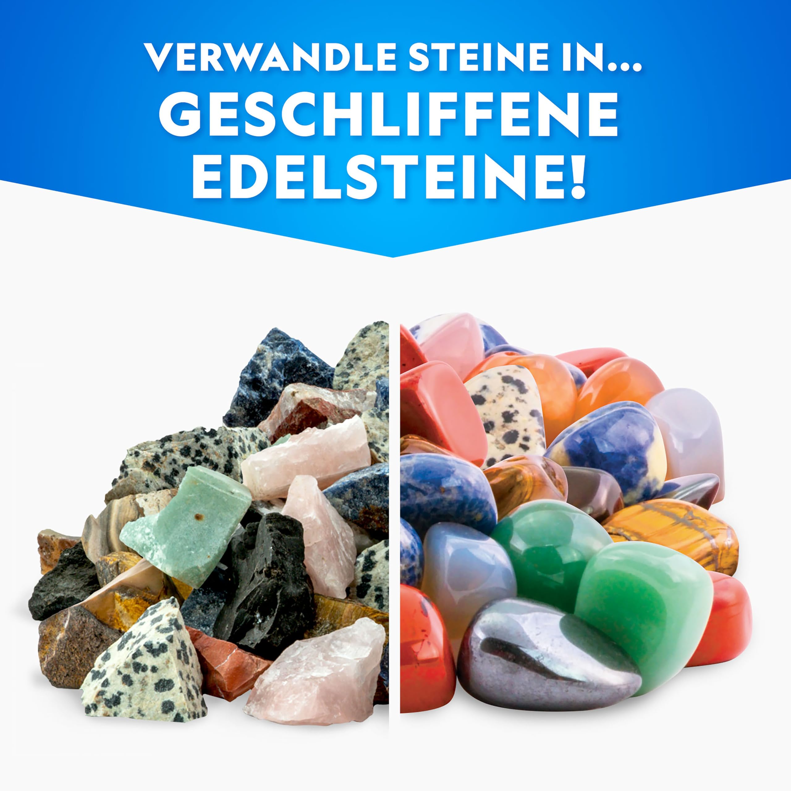 NATIONAL Geographic Nachfüllset für Trommelpolierer – 453 g Rohsteine und Edelsteine zum Polieren, inkl. Amethyst und Quarz – Schleifpulver & Schmuckzubehör