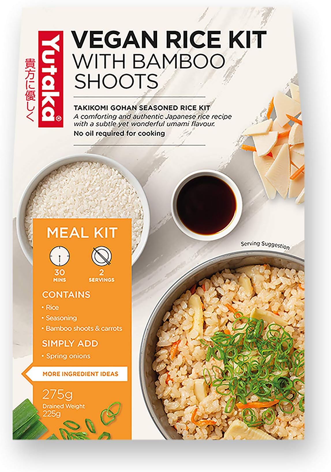 Yutaka Japanese Takikomi Gohan Vegan Seasoned Rice Kit - Bamboo Shoots and Carrots, 275 g